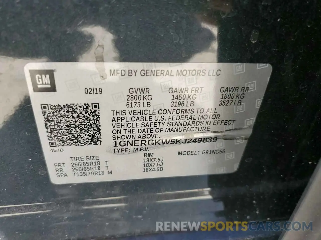 16 Фотография поврежденного автомобиля 1GNERGKW5KJ249839 CHEVROLET TRAVERSE 2019