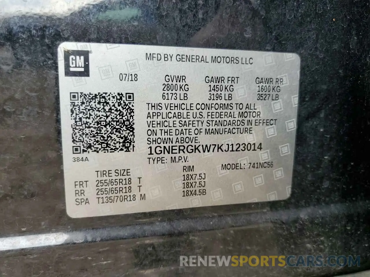 14 Photograph of a damaged car 1GNERGKW7KJ123014 CHEVROLET TRAVERSE 2019