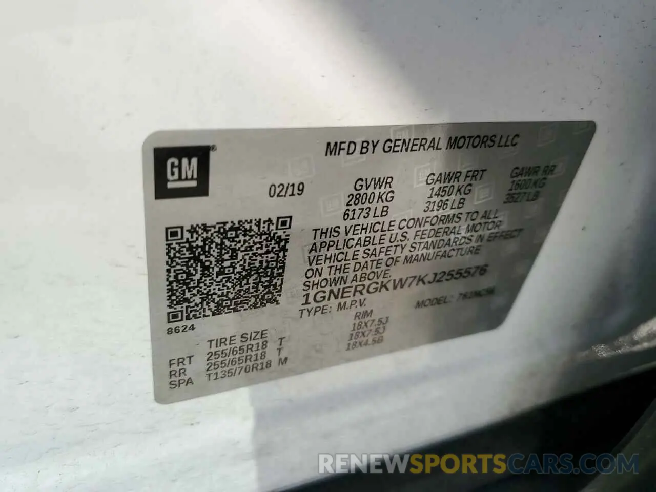 14 Photograph of a damaged car 1GNERGKW7KJ255576 CHEVROLET TRAVERSE 2019