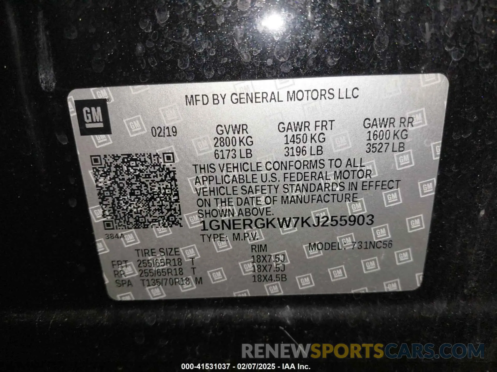 9 Photograph of a damaged car 1GNERGKW7KJ255903 CHEVROLET TRAVERSE 2019