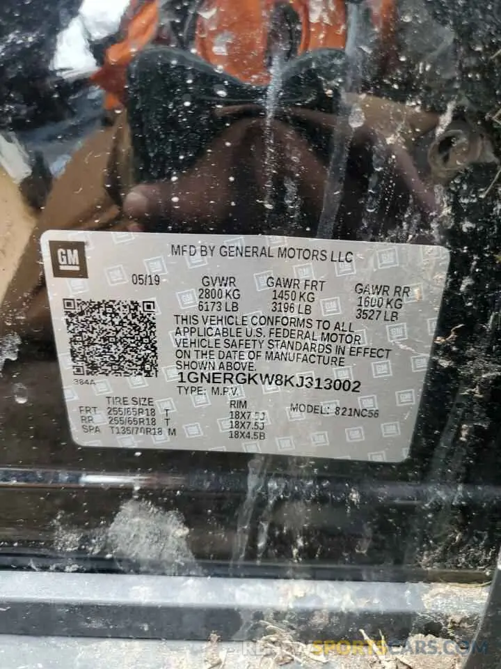 12 Photograph of a damaged car 1GNERGKW8KJ313002 CHEVROLET TRAVERSE 2019