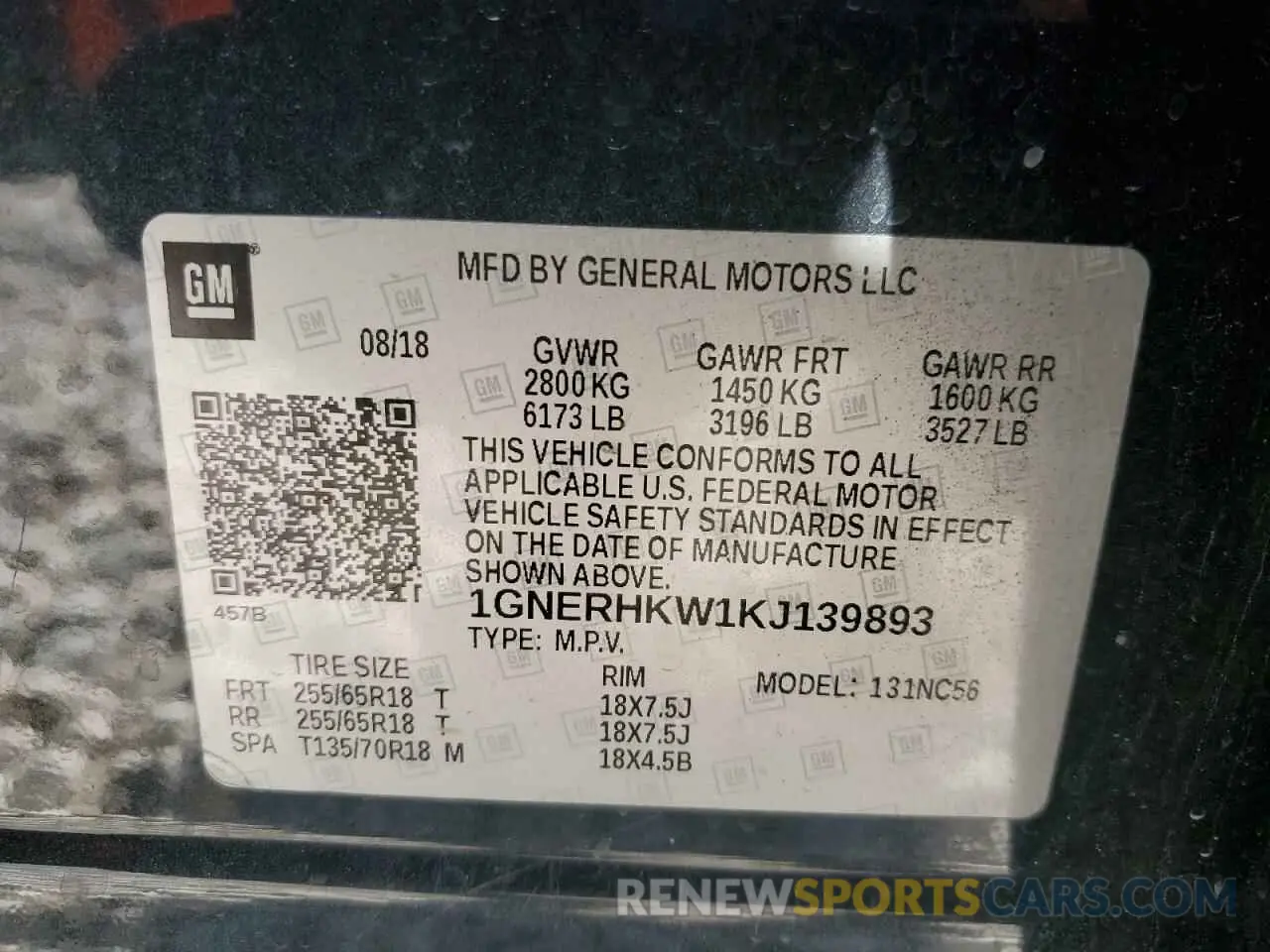 15 Photograph of a damaged car 1GNERHKW1KJ139893 CHEVROLET TRAVERSE 2019