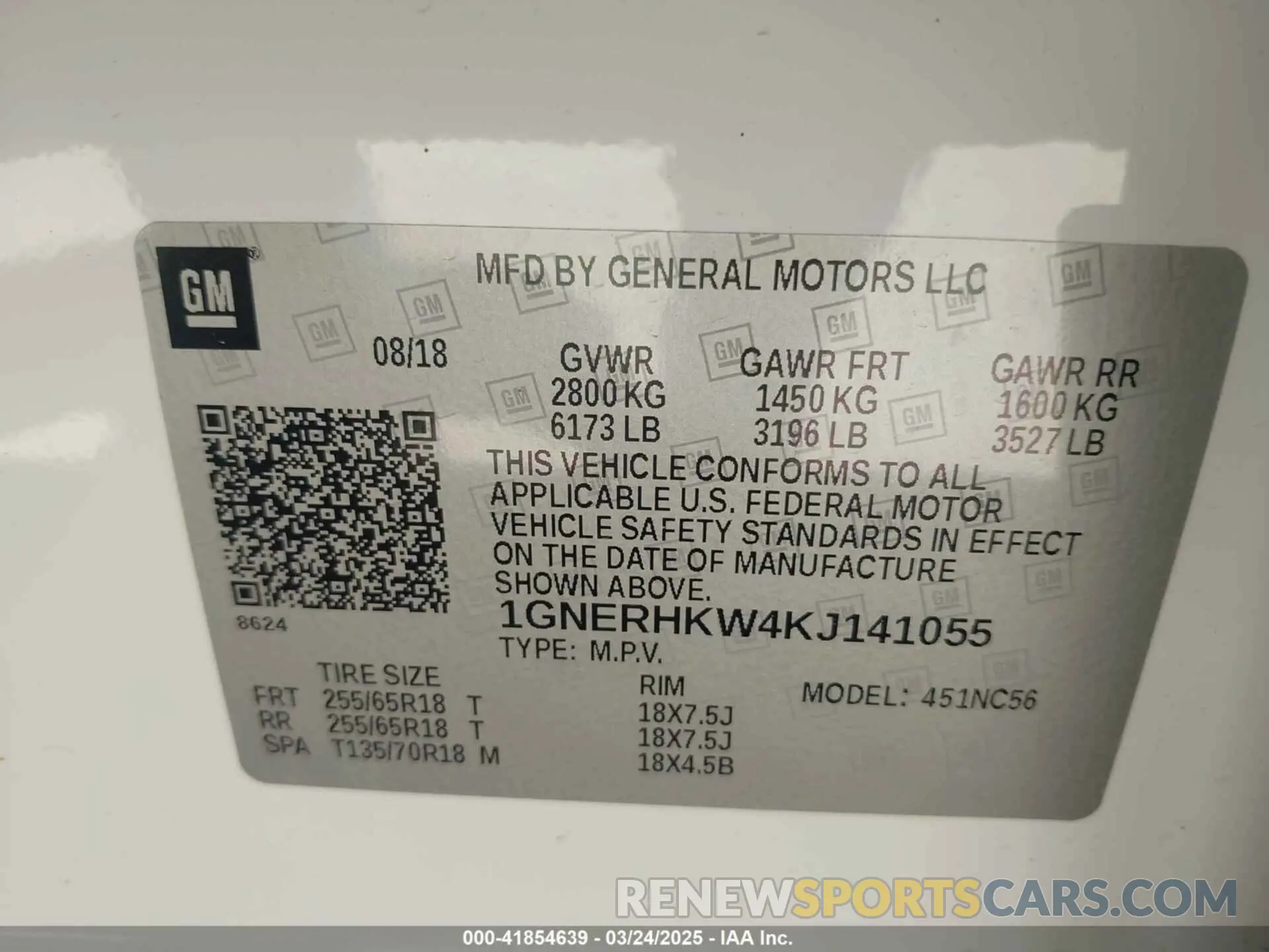 9 Фотография поврежденного автомобиля 1GNERHKW4KJ141055 CHEVROLET TRAVERSE 2019