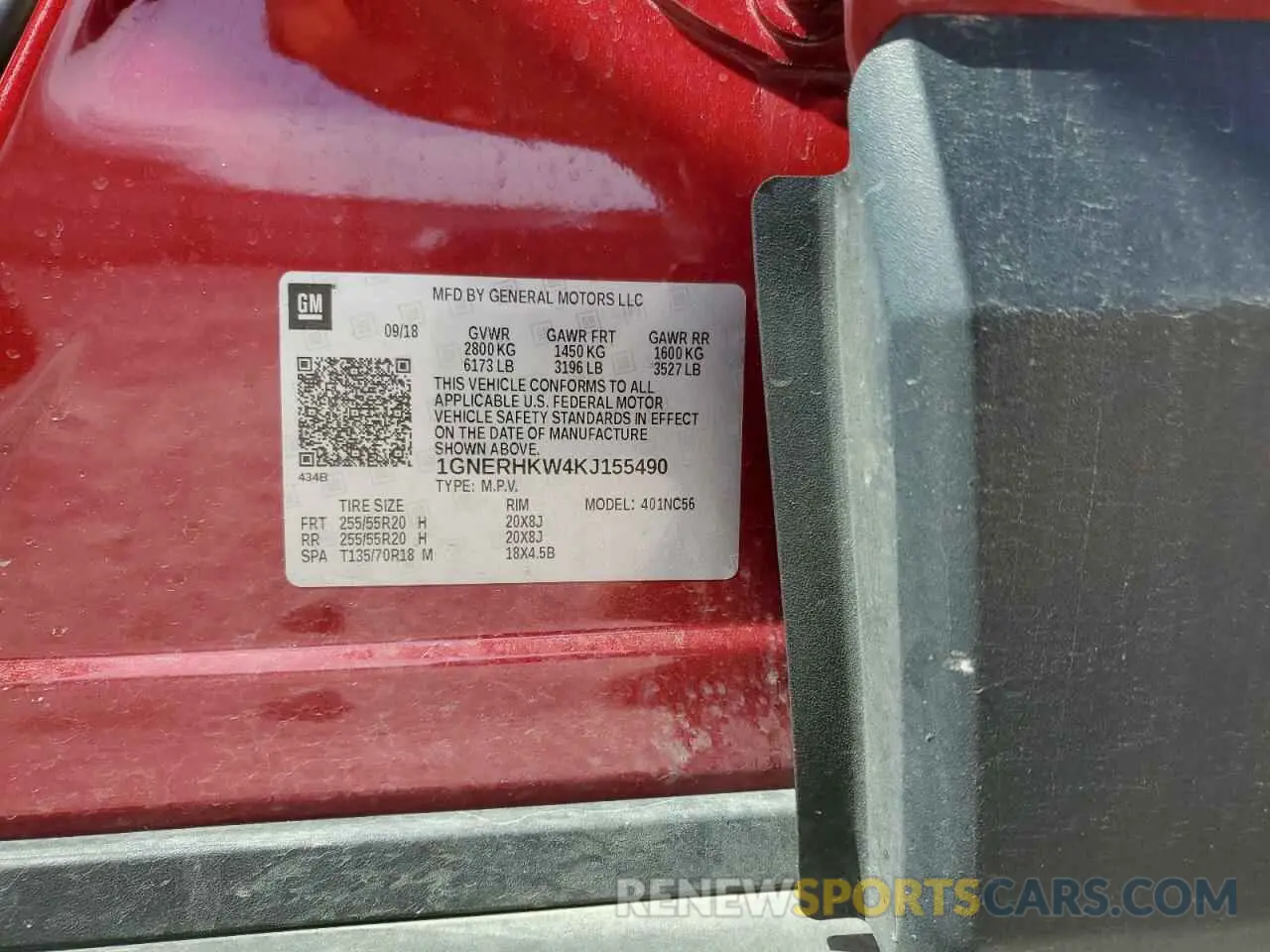 14 Photograph of a damaged car 1GNERHKW4KJ155490 CHEVROLET TRAVERSE 2019