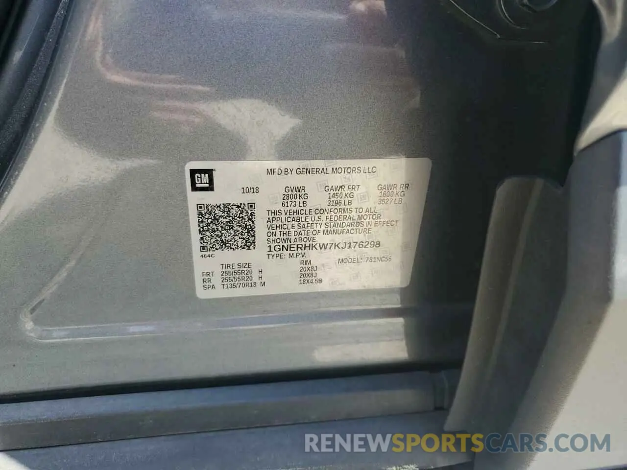 13 Photograph of a damaged car 1GNERHKW7KJ176298 CHEVROLET TRAVERSE 2019