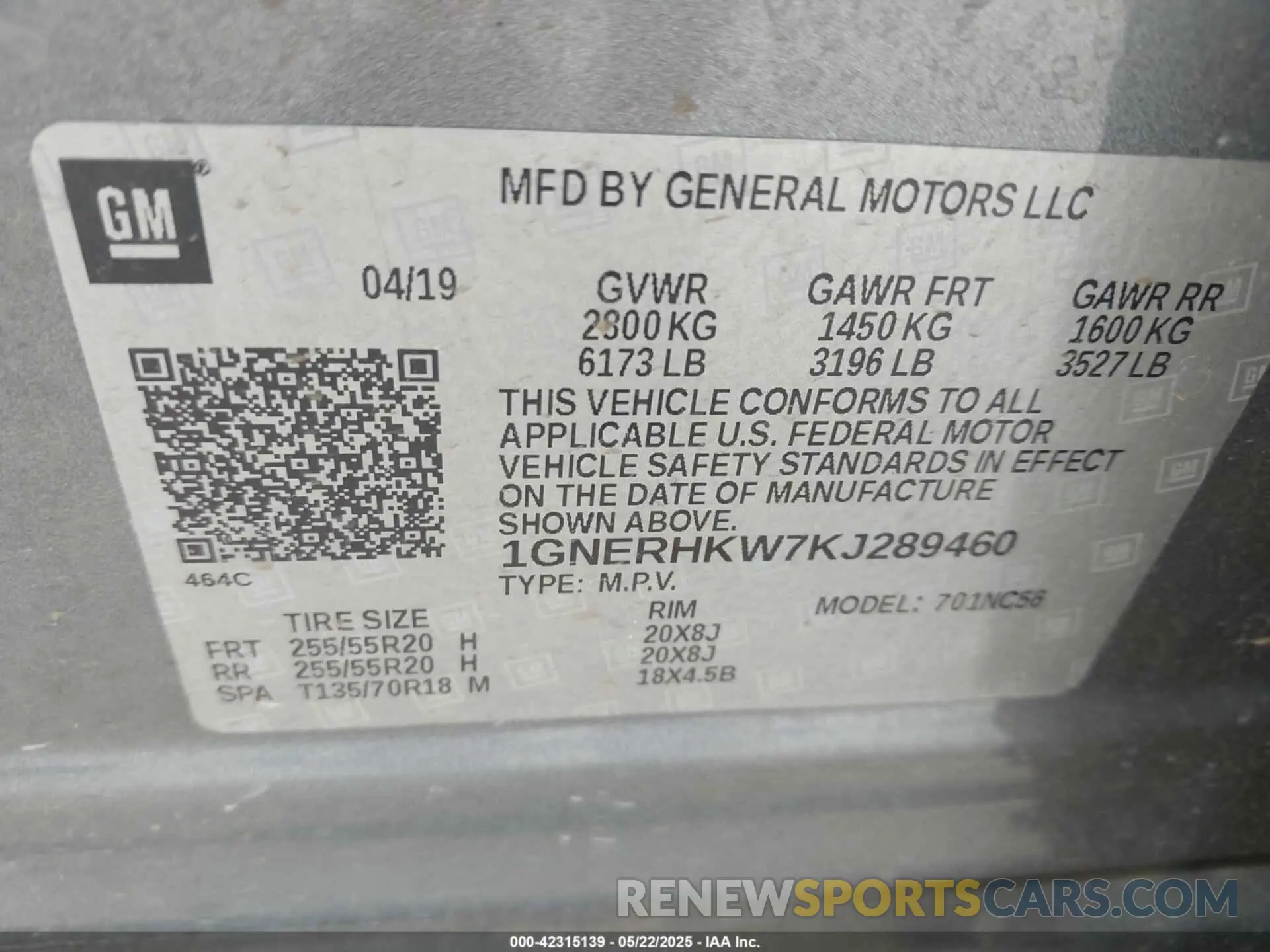 9 Фотография поврежденного автомобиля 1GNERHKW7KJ289460 CHEVROLET TRAVERSE 2019