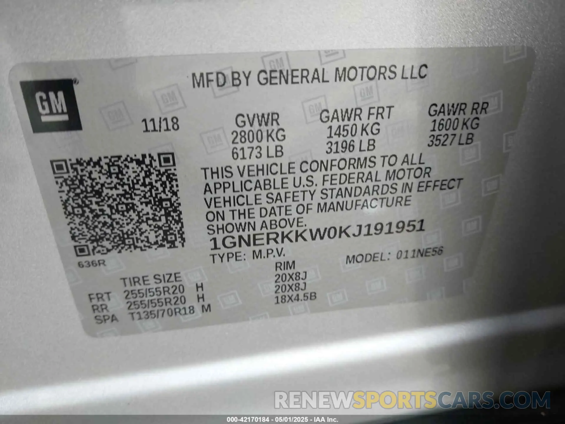 9 Photograph of a damaged car 1GNERKKW0KJ191951 CHEVROLET TRAVERSE 2019
