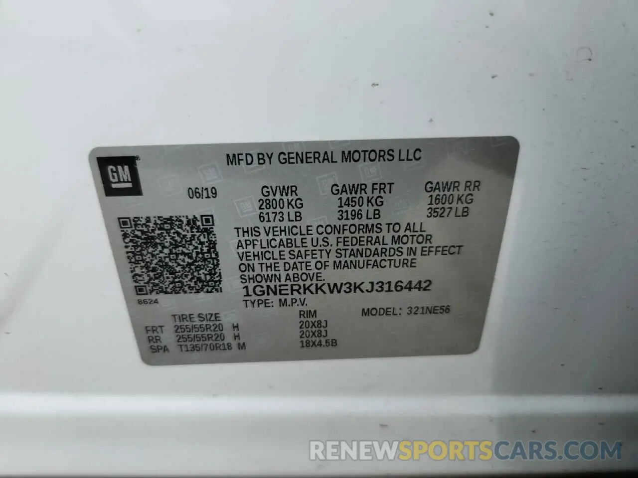 14 Photograph of a damaged car 1GNERKKW3KJ316442 CHEVROLET TRAVERSE 2019