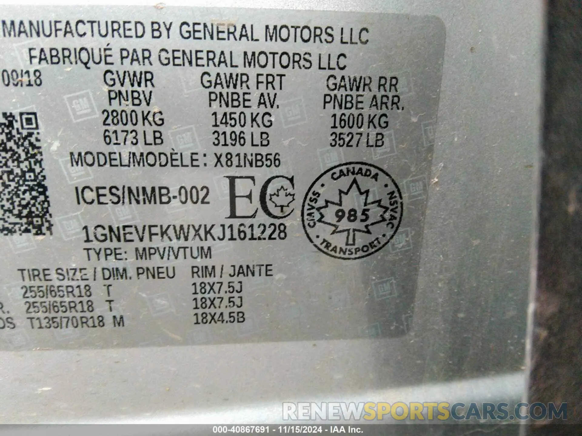 9 Фотография поврежденного автомобиля 1GNEVFKWXKJ161228 CHEVROLET TRAVERSE 2019