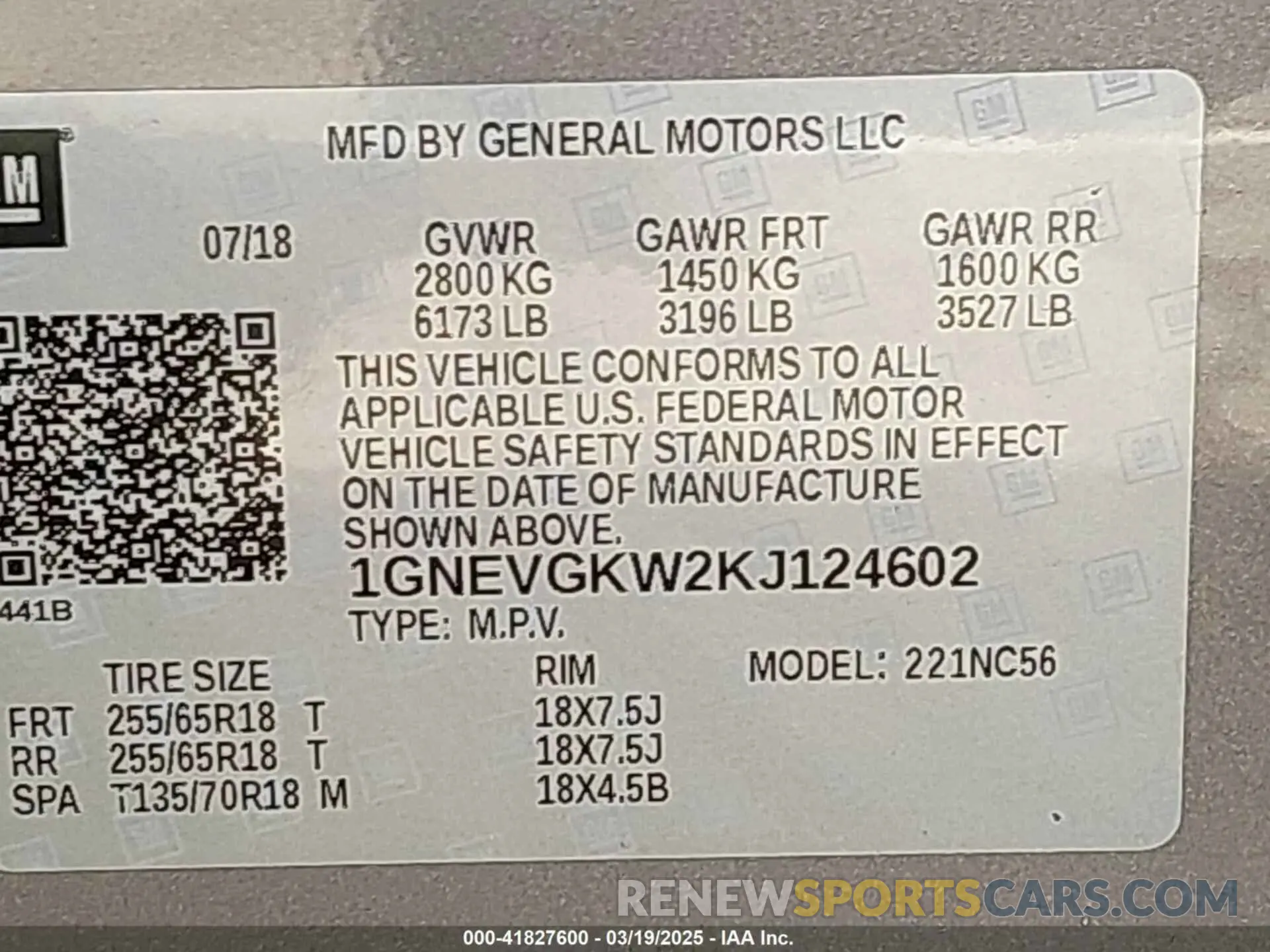 9 Photograph of a damaged car 1GNEVGKW2KJ124602 CHEVROLET TRAVERSE 2019