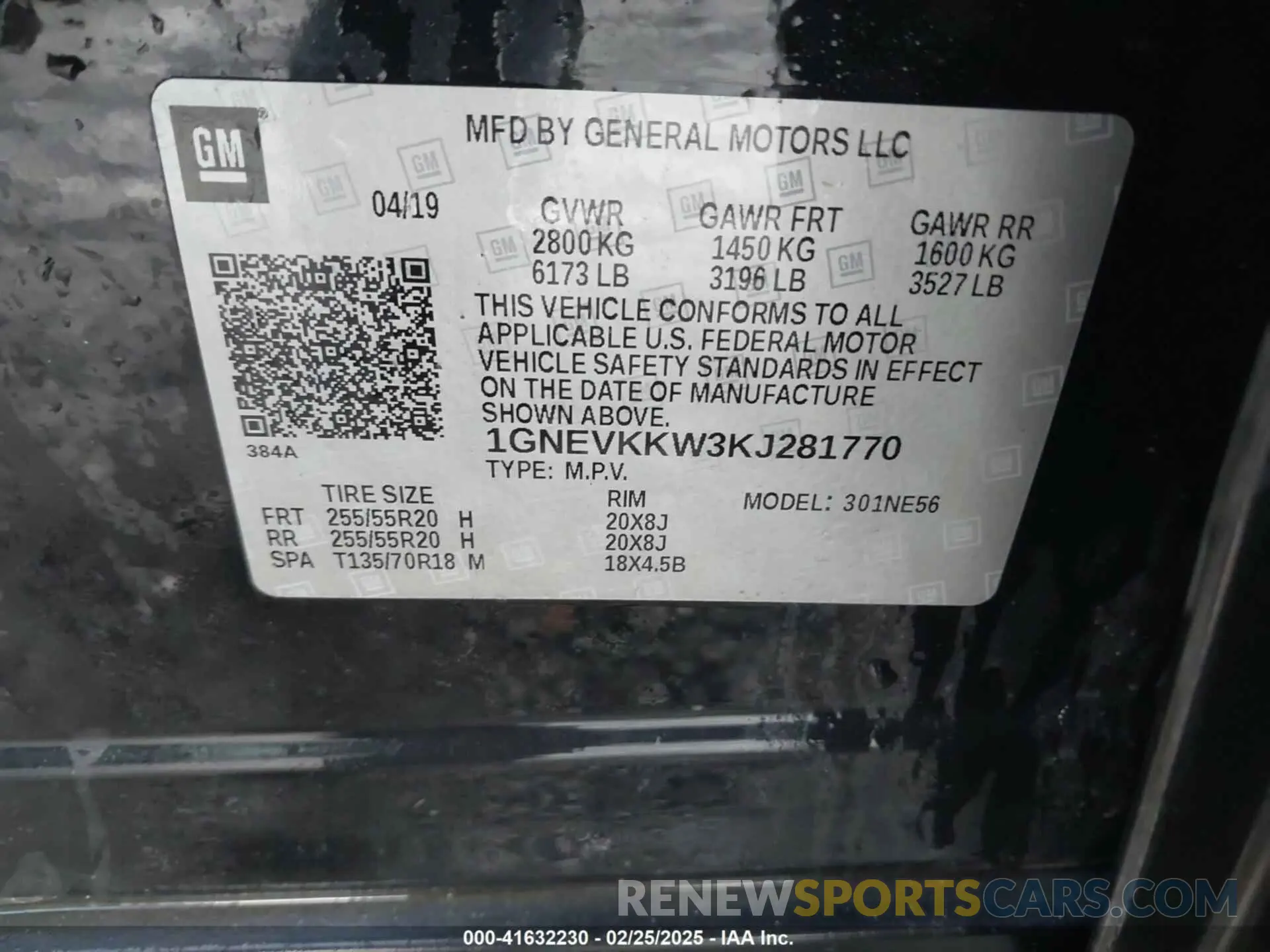 9 Фотография поврежденного автомобиля 1GNEVKKW3KJ281770 CHEVROLET TRAVERSE 2019