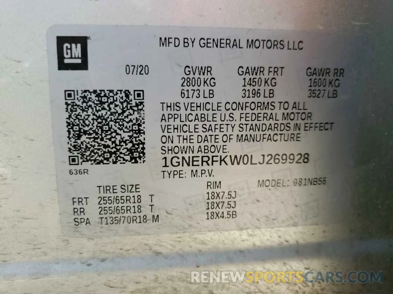 13 Фотография поврежденного автомобиля 1GNERFKW0LJ269928 CHEVROLET TRAVERSE 2020