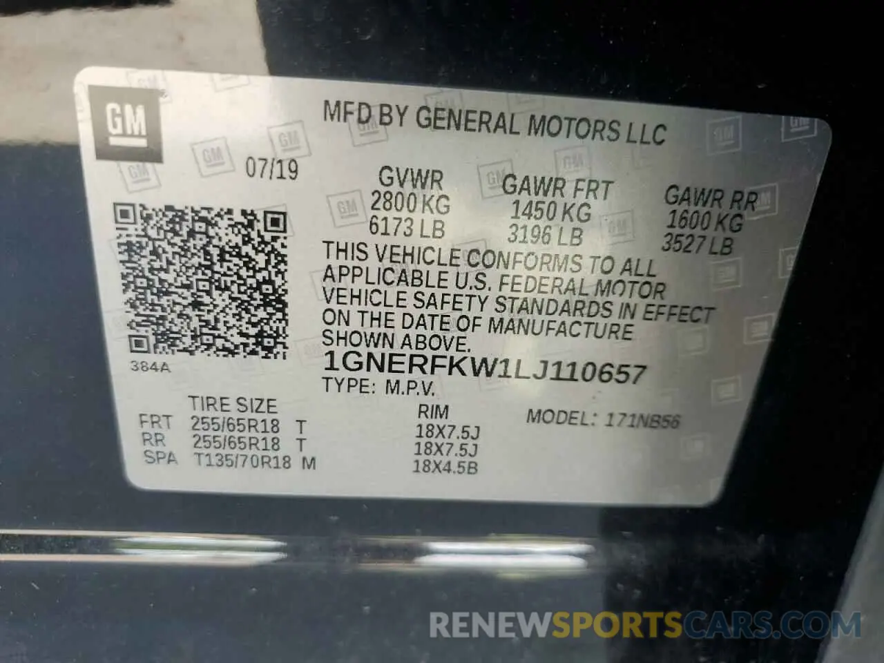 14 Photograph of a damaged car 1GNERFKW1LJ110657 CHEVROLET TRAVERSE 2020