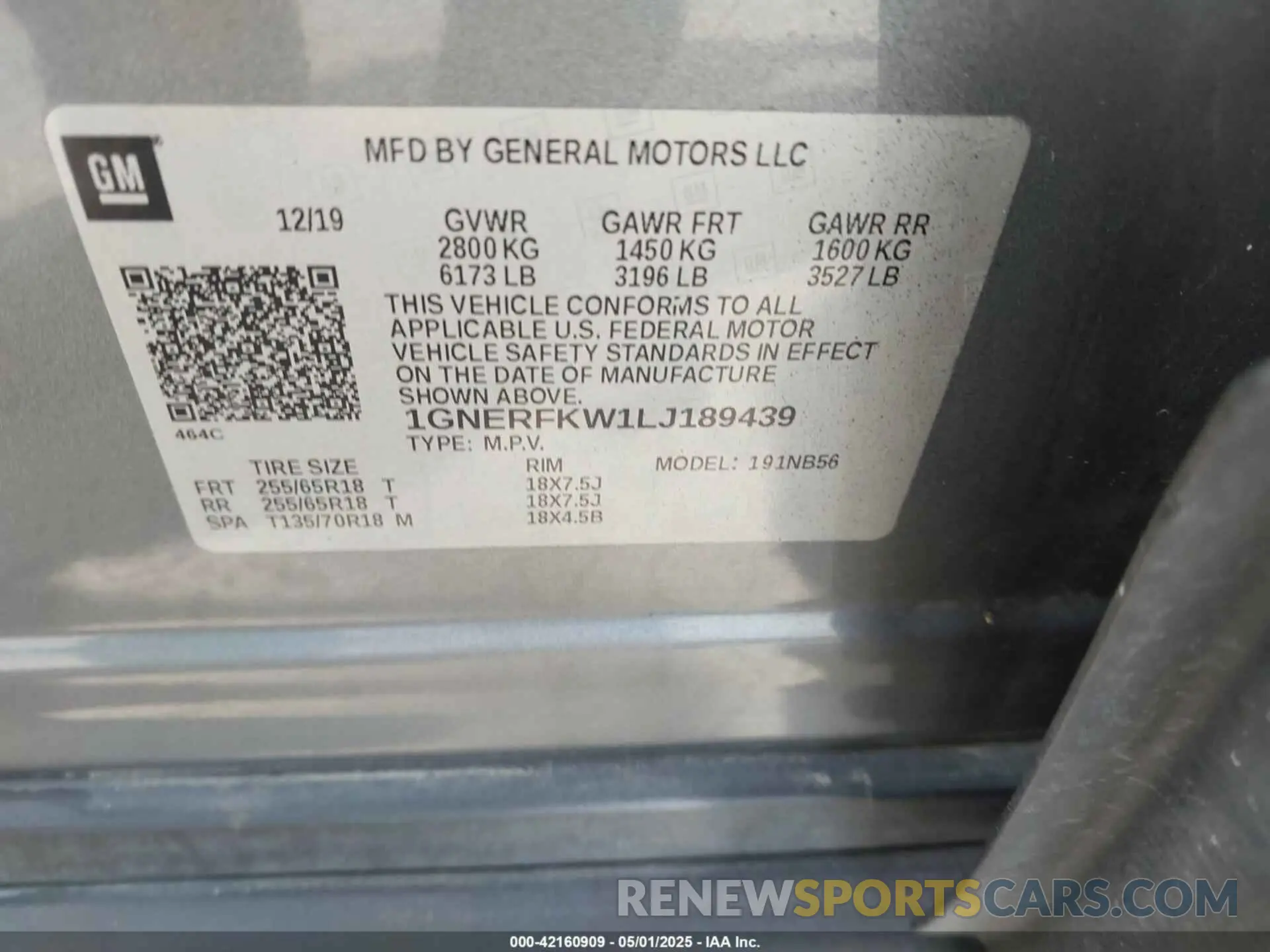9 Photograph of a damaged car 1GNERFKW1LJ189439 CHEVROLET TRAVERSE 2020