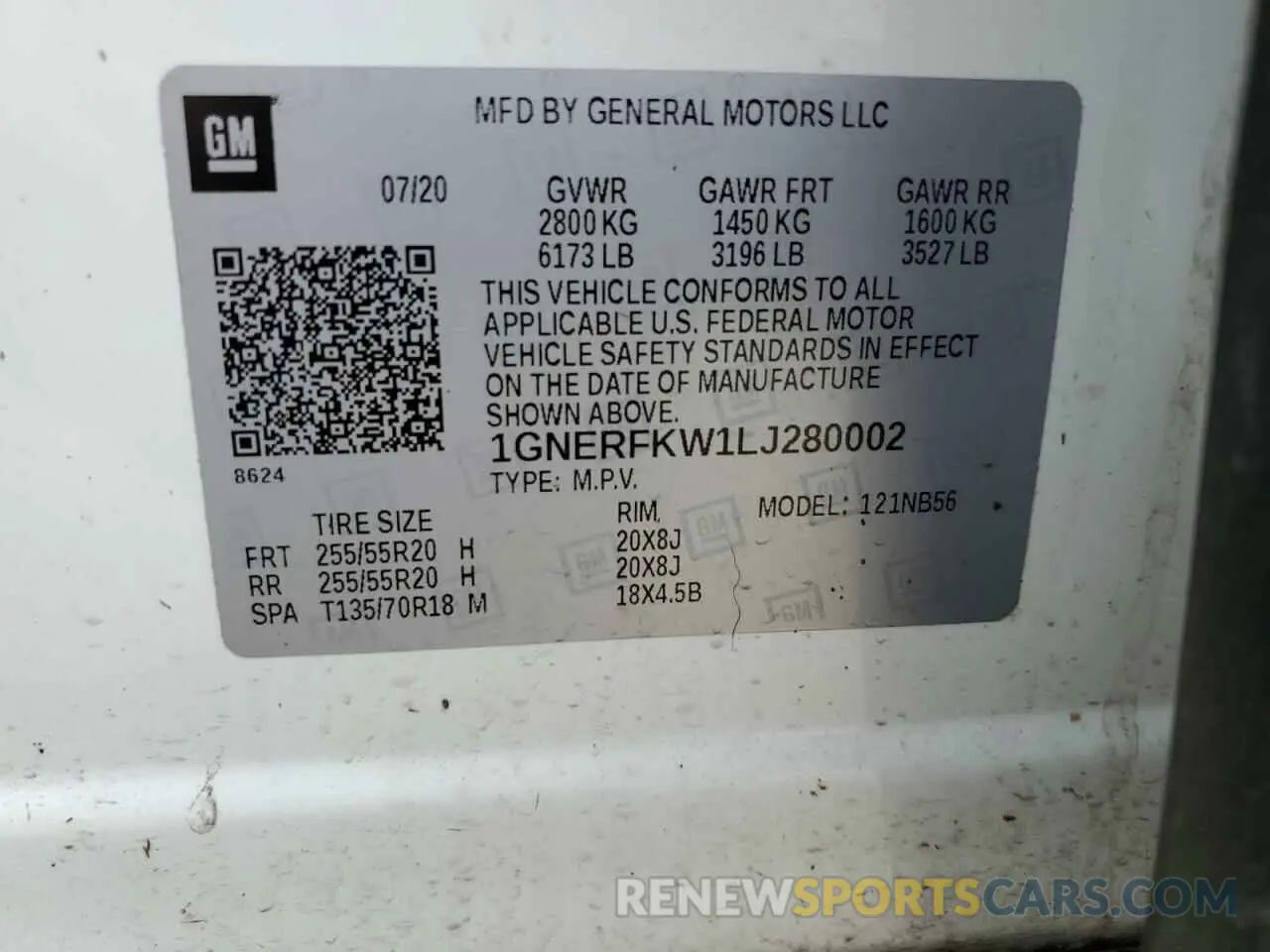 14 Photograph of a damaged car 1GNERFKW1LJ280002 CHEVROLET TRAVERSE 2020
