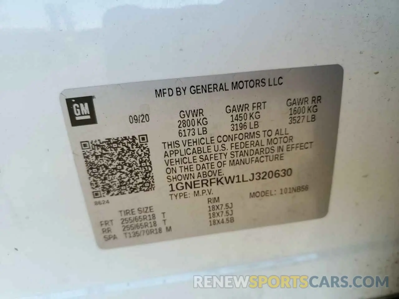 14 Photograph of a damaged car 1GNERFKW1LJ320630 CHEVROLET TRAVERSE 2020