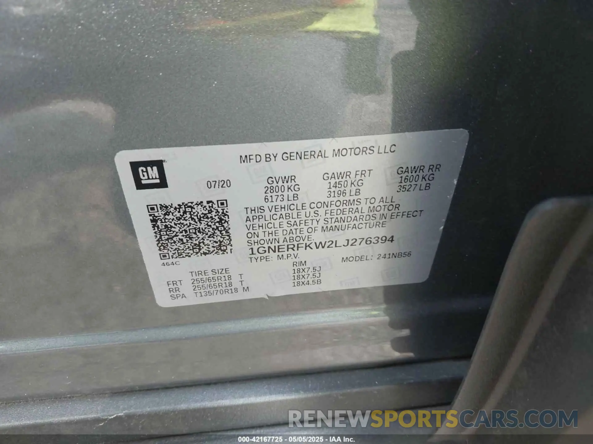 9 Photograph of a damaged car 1GNERFKW2LJ276394 CHEVROLET TRAVERSE 2020