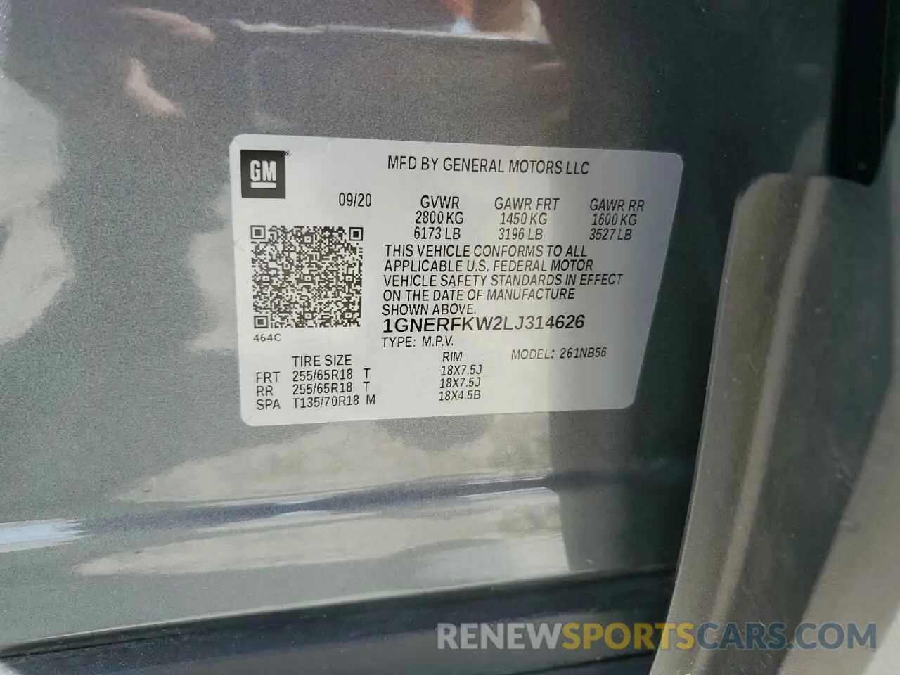 13 Photograph of a damaged car 1GNERFKW2LJ314626 CHEVROLET TRAVERSE 2020