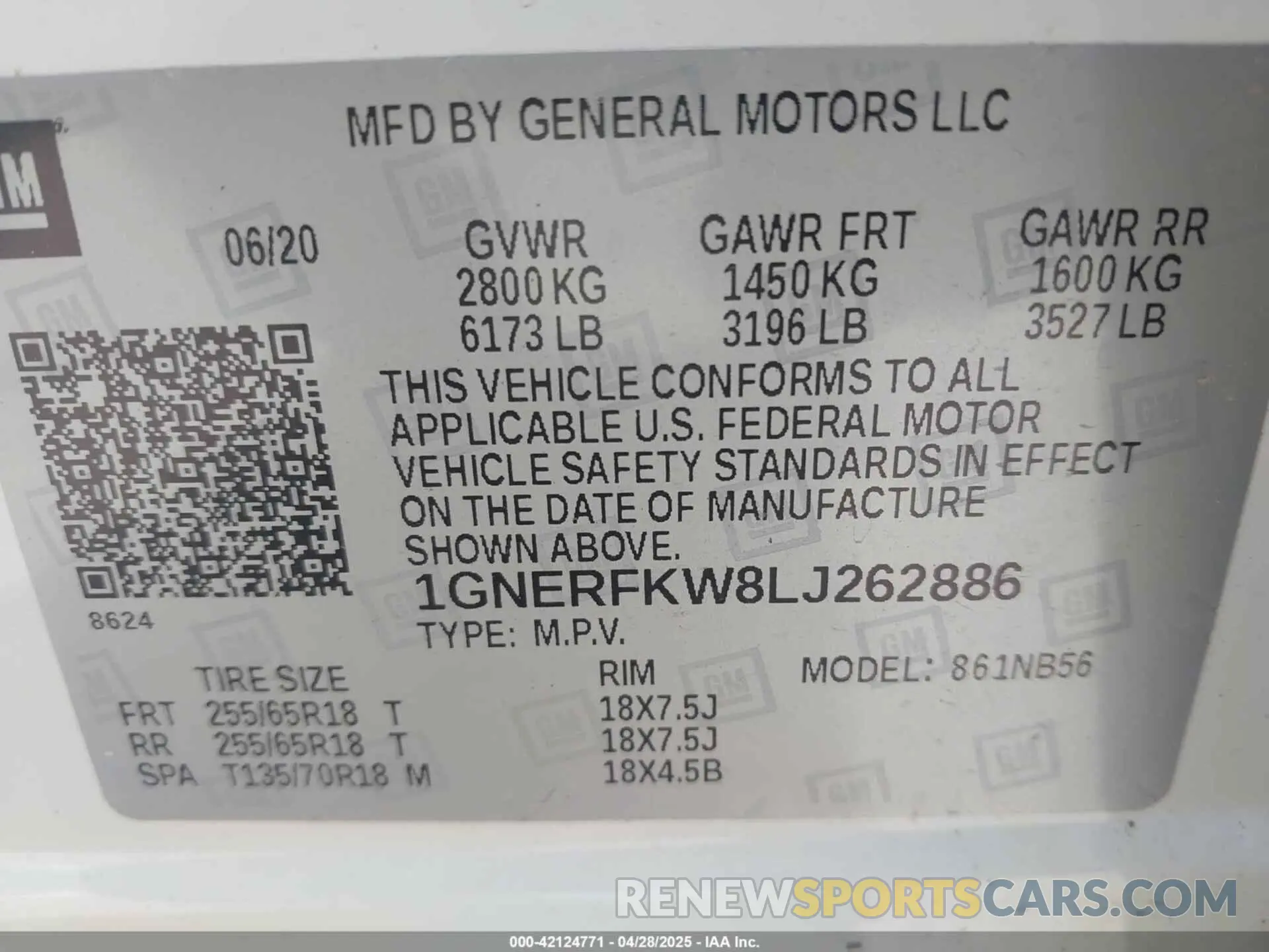 9 Photograph of a damaged car 1GNERFKW8LJ262886 CHEVROLET TRAVERSE 2020