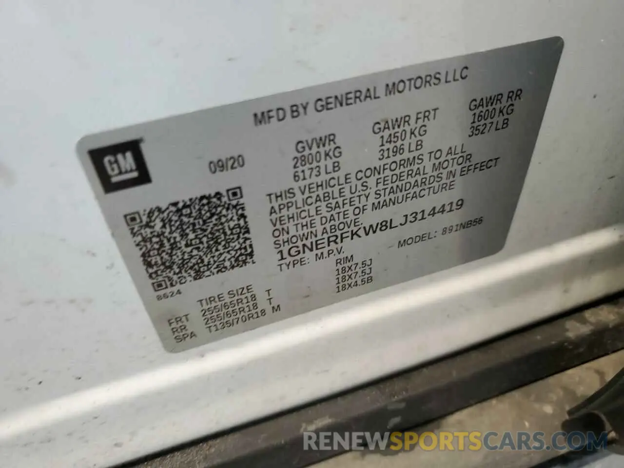 13 Фотография поврежденного автомобиля 1GNERFKW8LJ314419 CHEVROLET TRAVERSE 2020