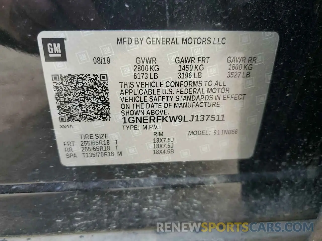 14 Photograph of a damaged car 1GNERFKW9LJ137511 CHEVROLET TRAVERSE 2020