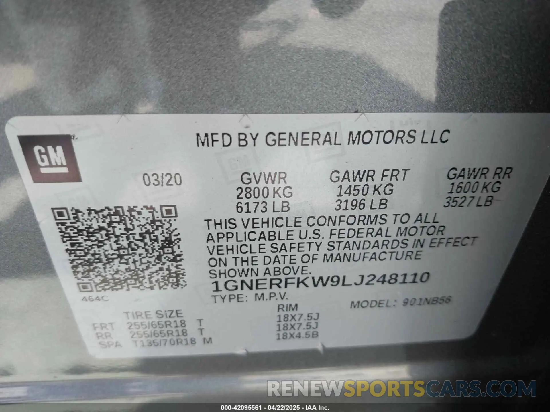9 Photograph of a damaged car 1GNERFKW9LJ248110 CHEVROLET TRAVERSE 2020