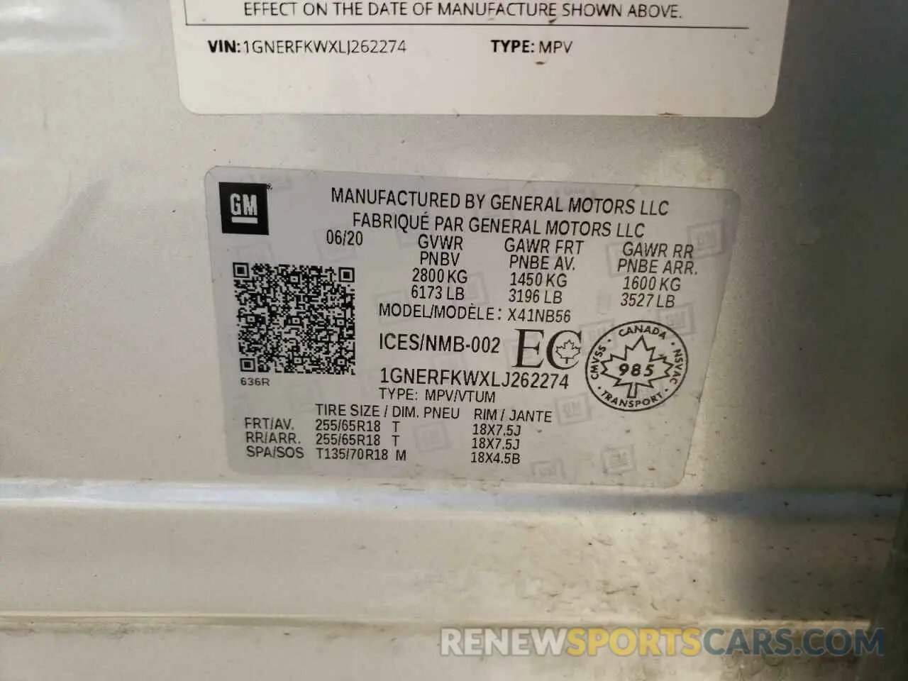 14 Фотография поврежденного автомобиля 1GNERFKWXLJ262274 CHEVROLET TRAVERSE 2020