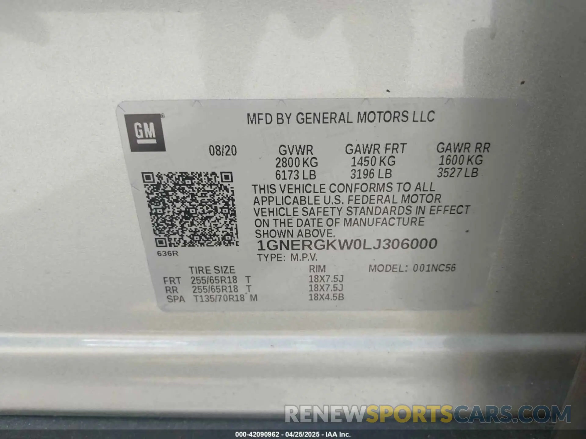 9 Photograph of a damaged car 1GNERGKW0LJ306000 CHEVROLET TRAVERSE 2020
