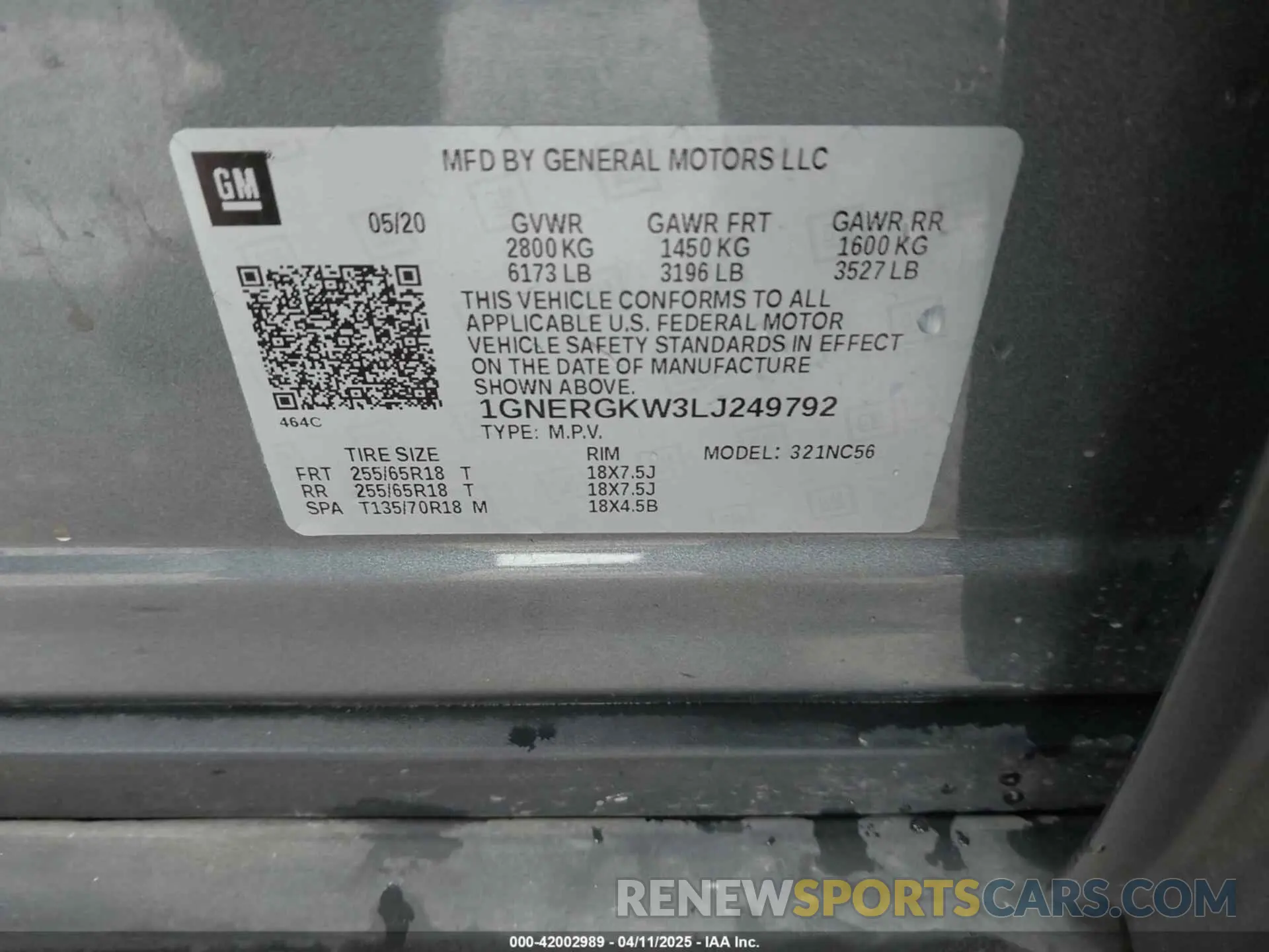 9 Фотография поврежденного автомобиля 1GNERGKW3LJ249792 CHEVROLET TRAVERSE 2020