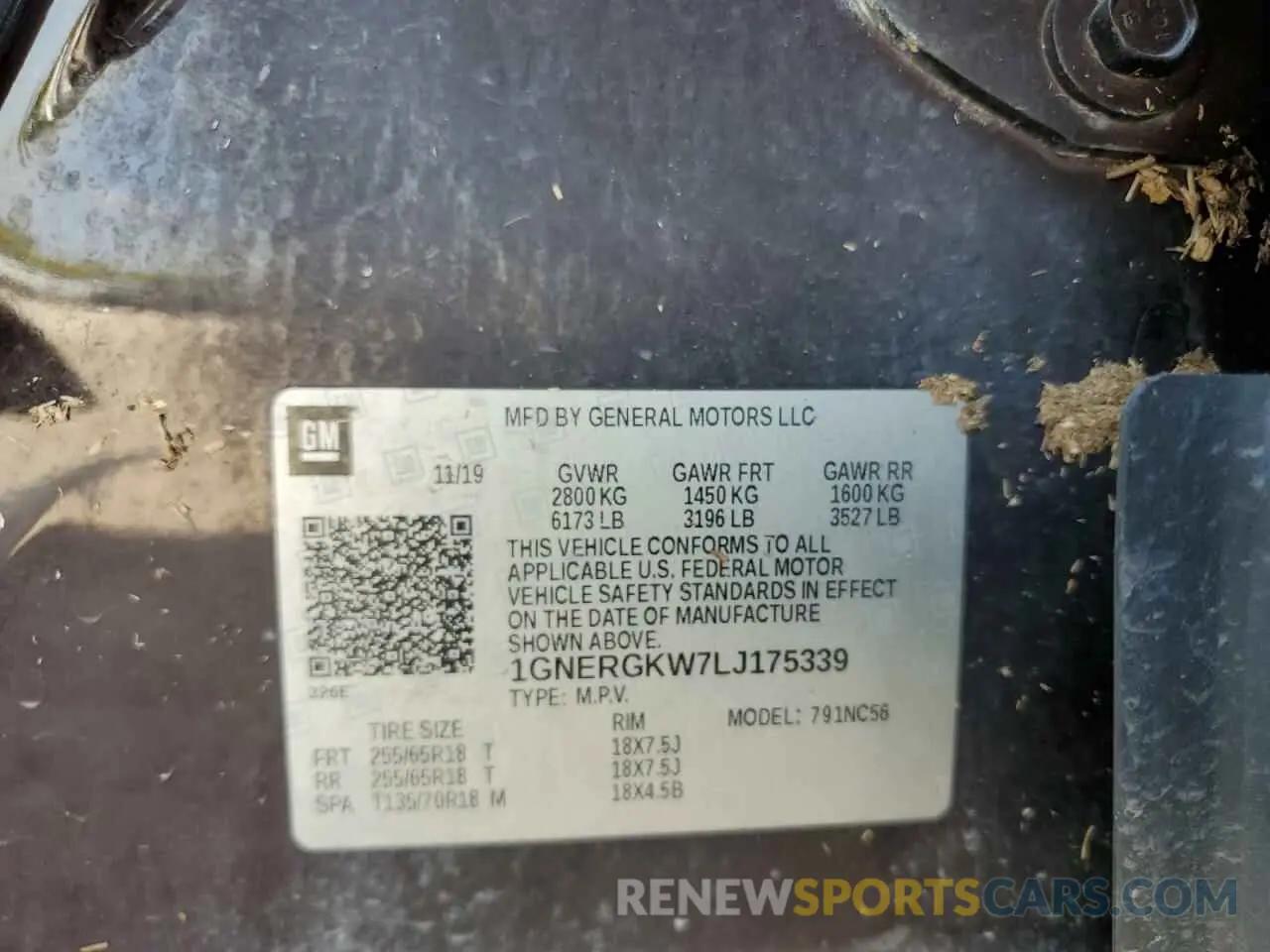 14 Фотография поврежденного автомобиля 1GNERGKW7LJ175339 CHEVROLET TRAVERSE 2020