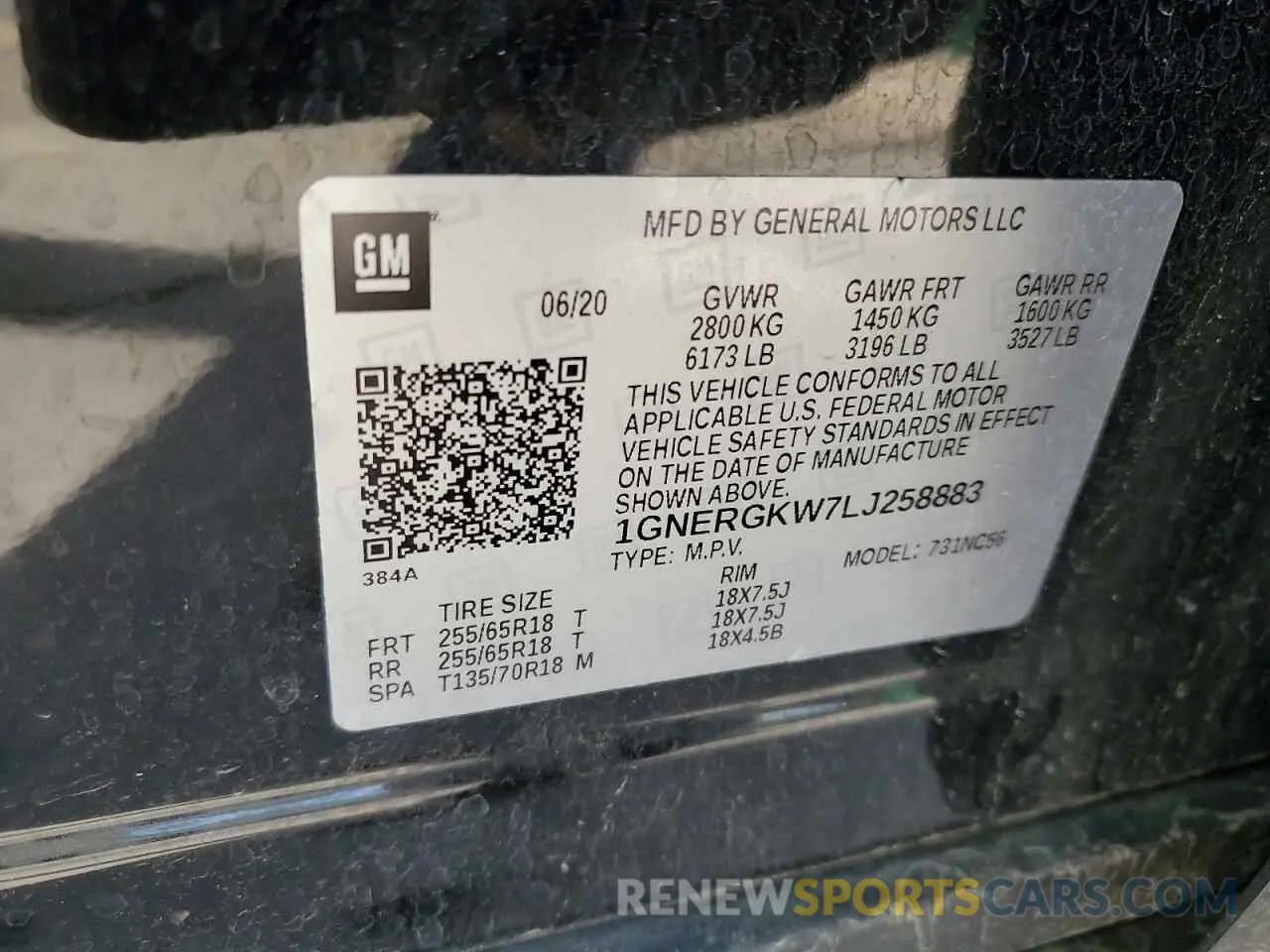 12 Photograph of a damaged car 1GNERGKW7LJ258883 CHEVROLET TRAVERSE 2020