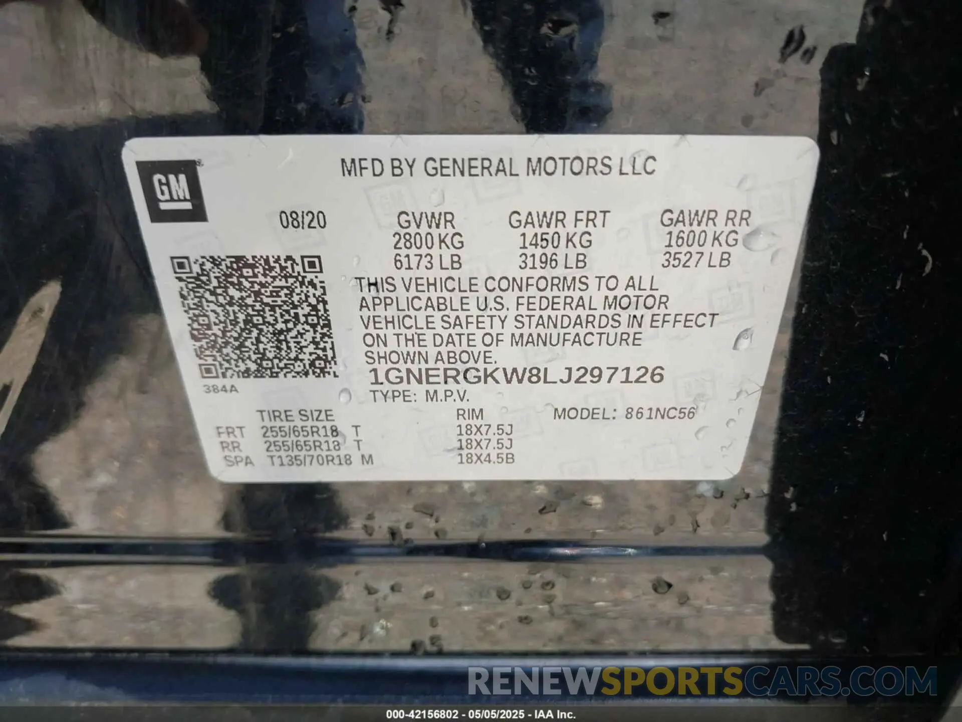9 Фотография поврежденного автомобиля 1GNERGKW8LJ297126 CHEVROLET TRAVERSE 2020