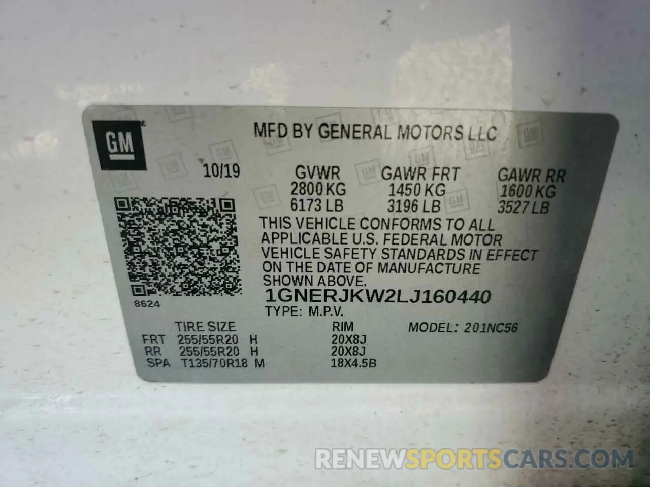 13 Photograph of a damaged car 1GNERJKW2LJ160440 CHEVROLET TRAVERSE 2020