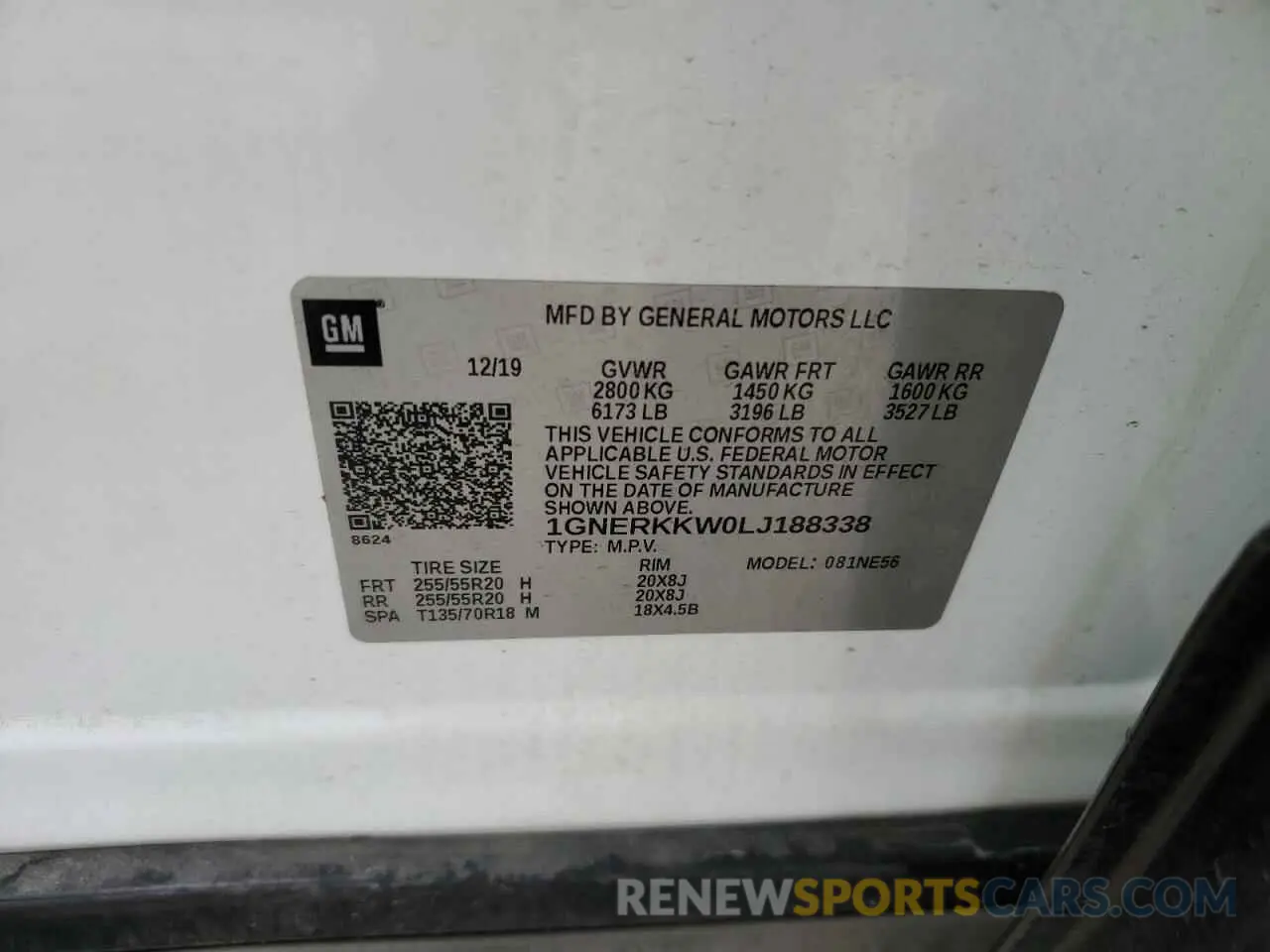 15 Photograph of a damaged car 1GNERKKW0LJ188338 CHEVROLET TRAVERSE 2020