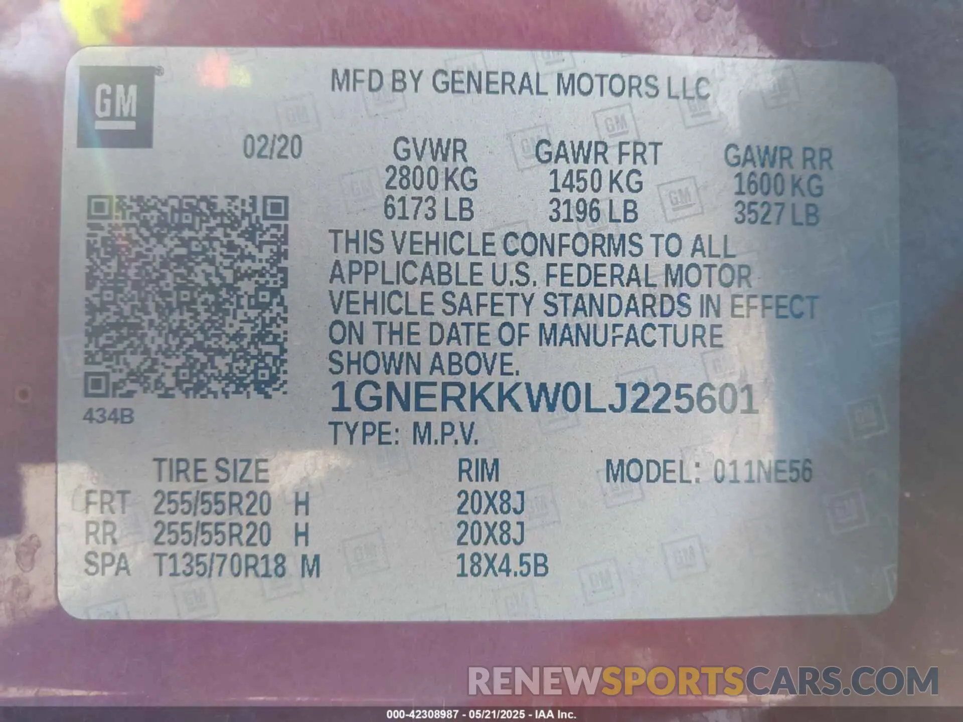 9 Photograph of a damaged car 1GNERKKW0LJ225601 CHEVROLET TRAVERSE 2020