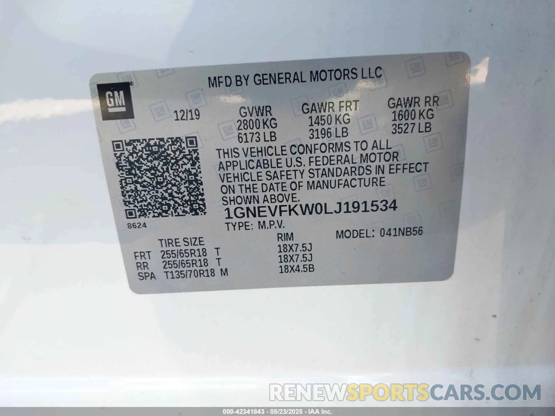 9 Фотография поврежденного автомобиля 1GNEVFKW0LJ191534 CHEVROLET TRAVERSE 2020