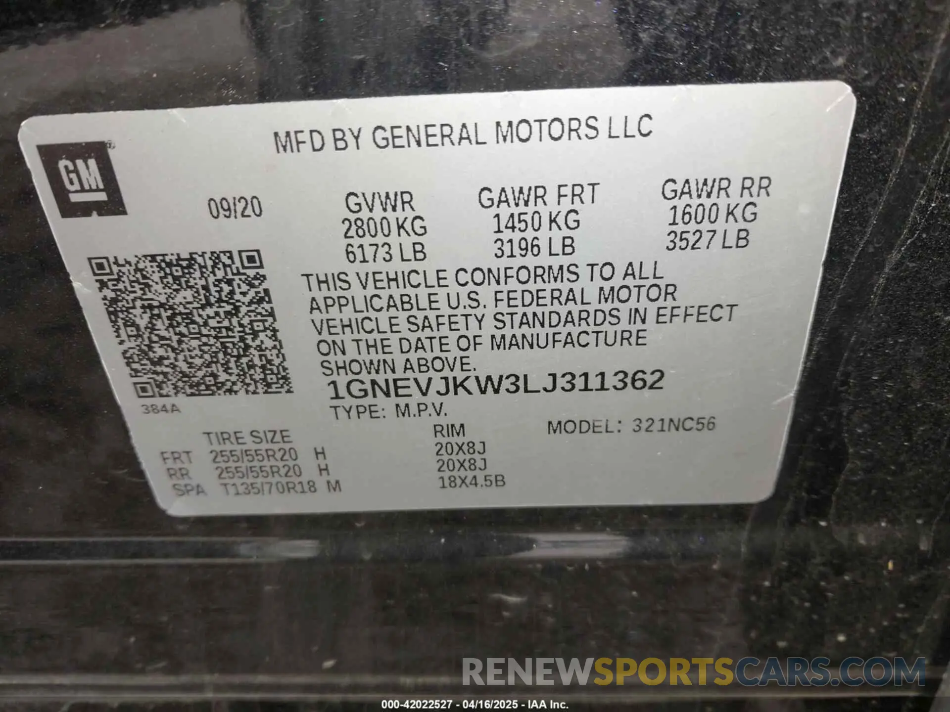9 Фотография поврежденного автомобиля 1GNEVJKW3LJ311362 CHEVROLET TRAVERSE 2020