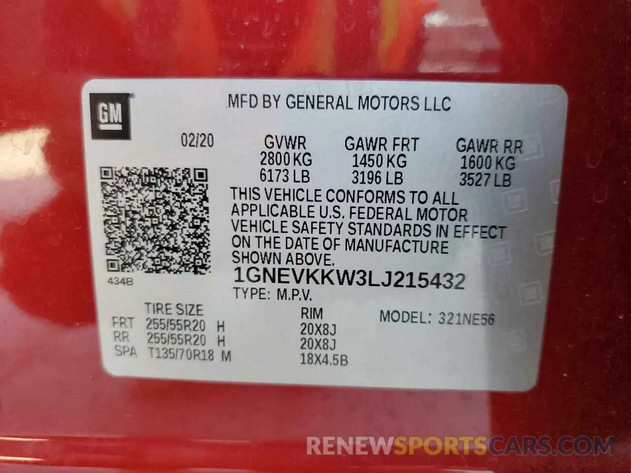 16 Photograph of a damaged car 1GNEVKKW3LJ215432 CHEVROLET TRAVERSE 2020
