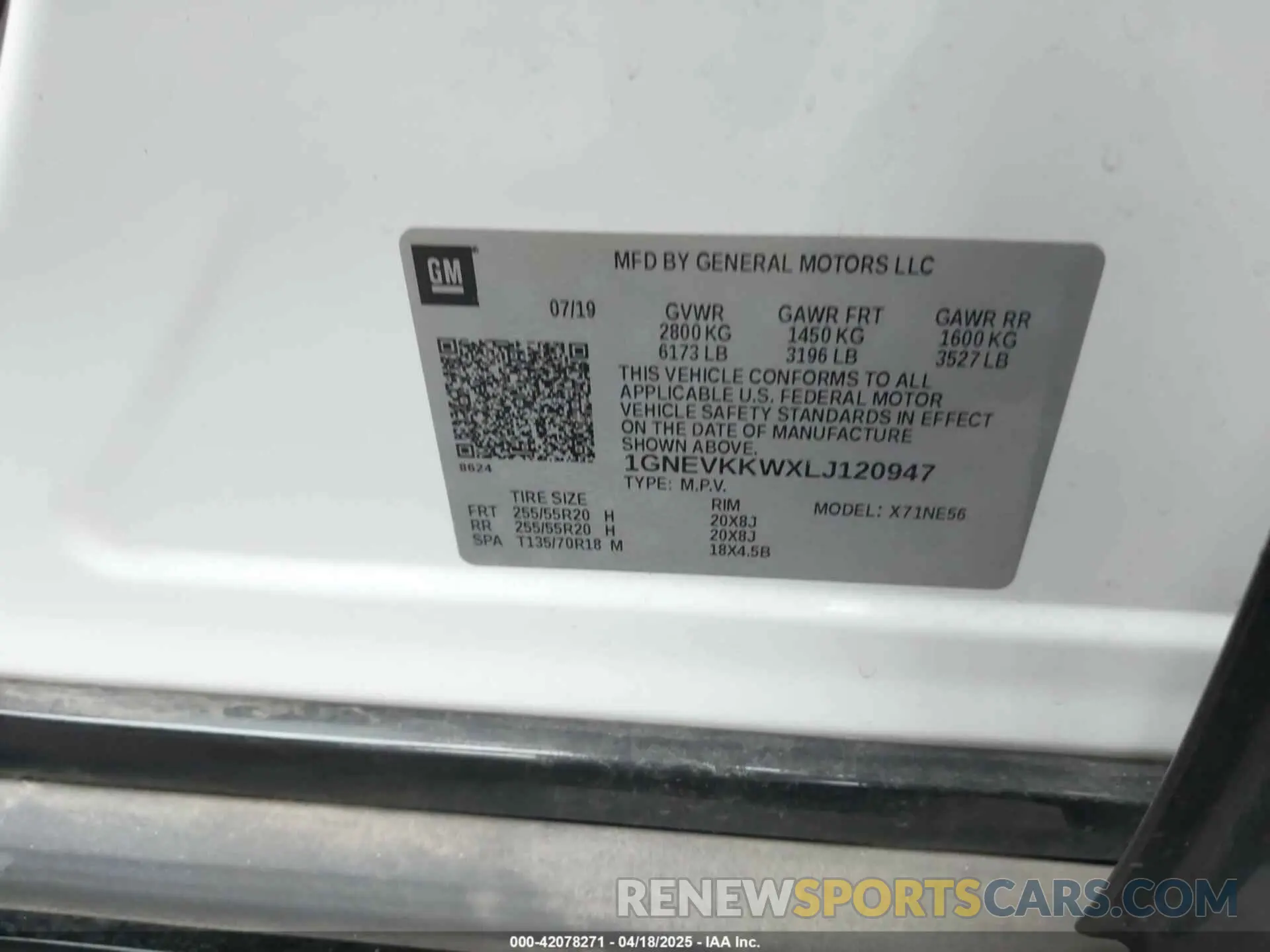 9 Фотография поврежденного автомобиля 1GNEVKKWXLJ120947 CHEVROLET TRAVERSE 2020
