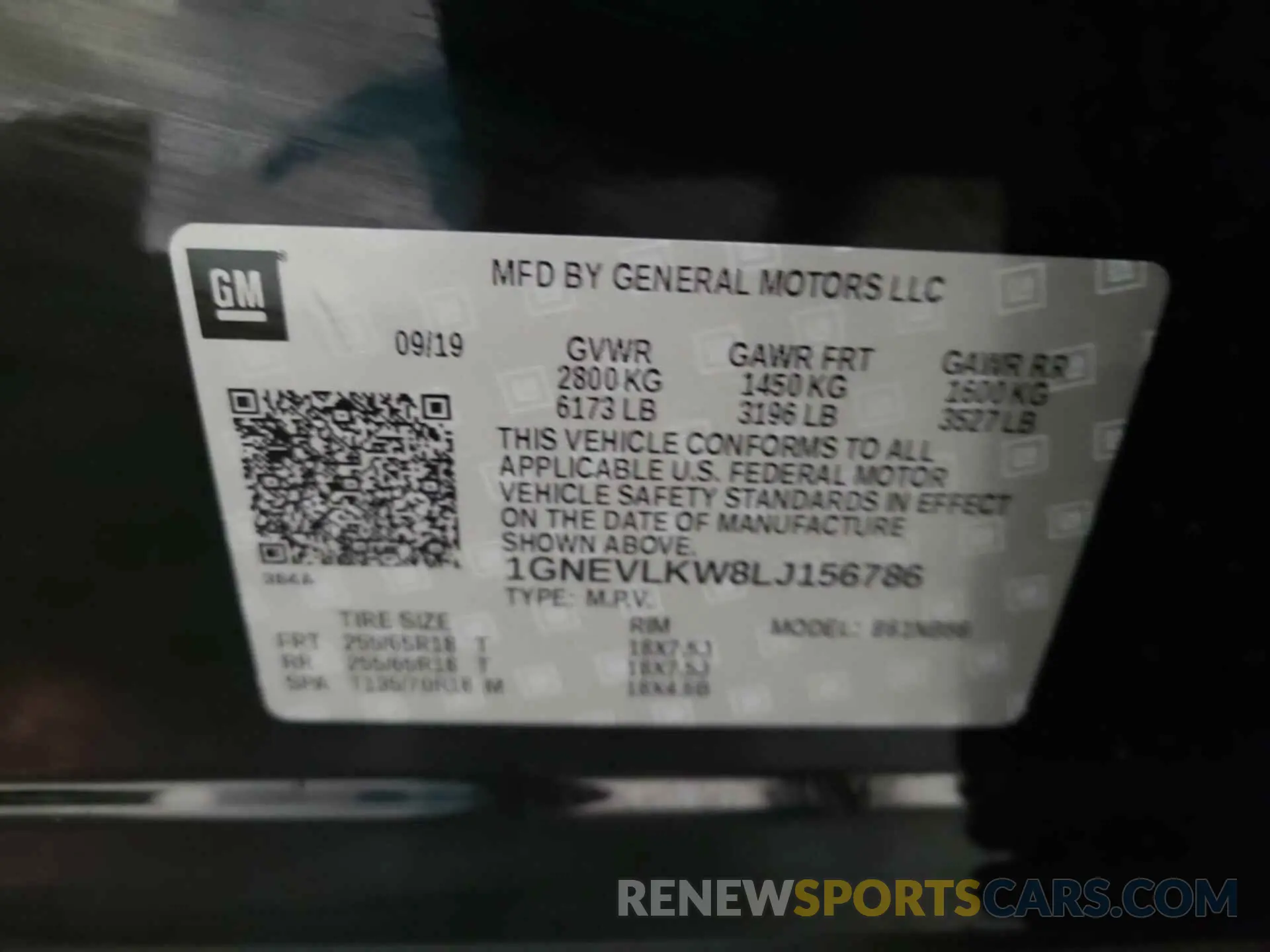 1 Фотография поврежденного автомобиля 1GNEVLKW8LJ156786 CHEVROLET TRAVERSE 2020