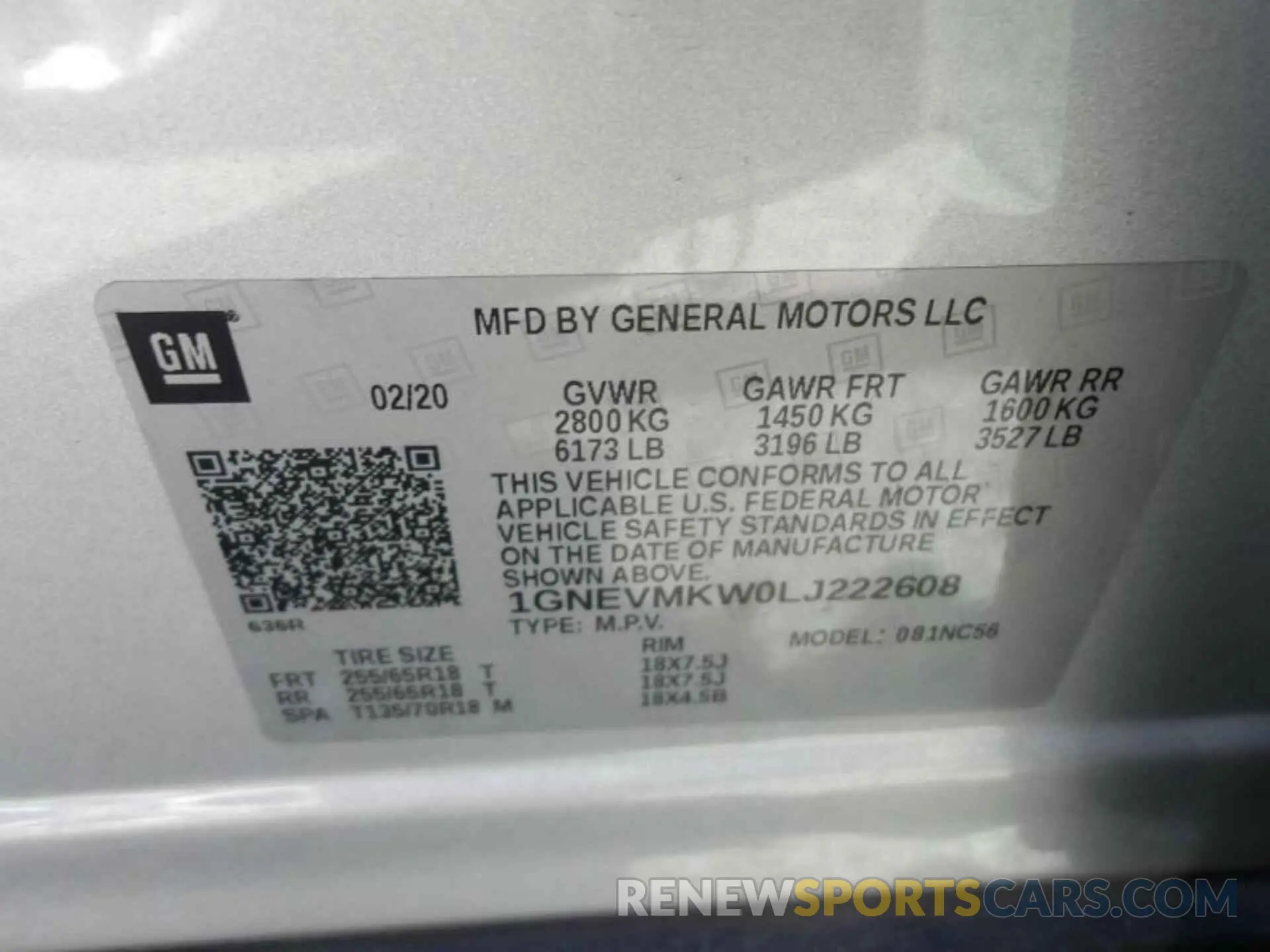 15 Фотография поврежденного автомобиля 1GNEVMKW0LJ222608 CHEVROLET TRAVERSE 2020