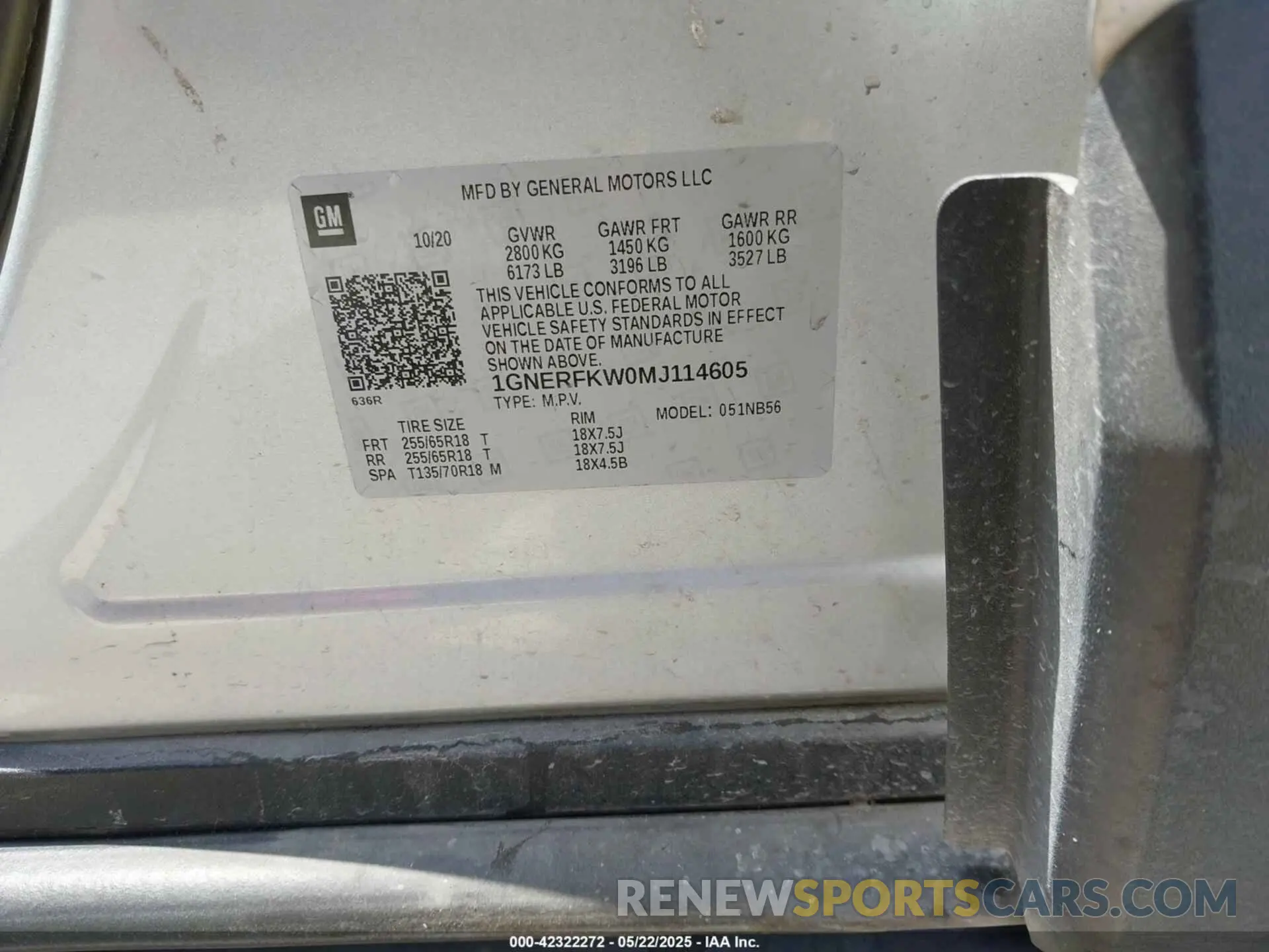 9 Фотография поврежденного автомобиля 1GNERFKW0MJ114605 CHEVROLET TRAVERSE 2021
