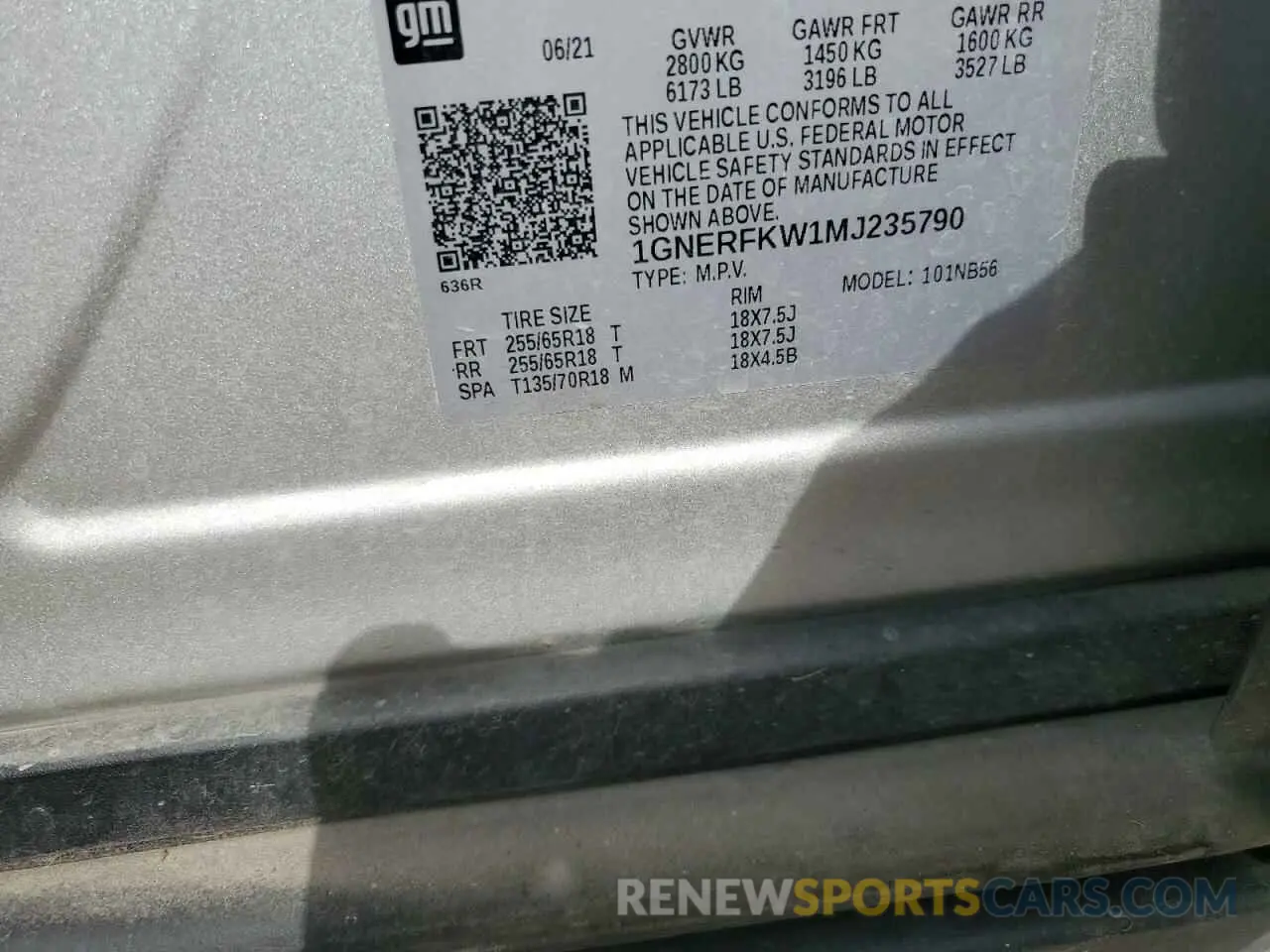 13 Фотография поврежденного автомобиля 1GNERFKW1MJ235790 CHEVROLET TRAVERSE 2021