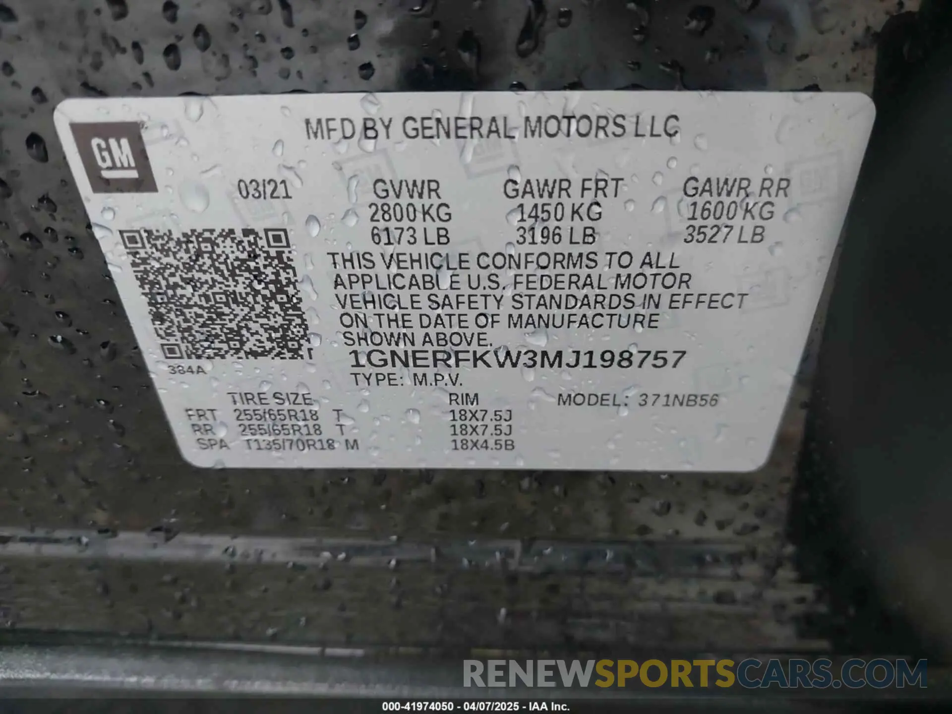9 Фотография поврежденного автомобиля 1GNERFKW3MJ198757 CHEVROLET TRAVERSE 2021