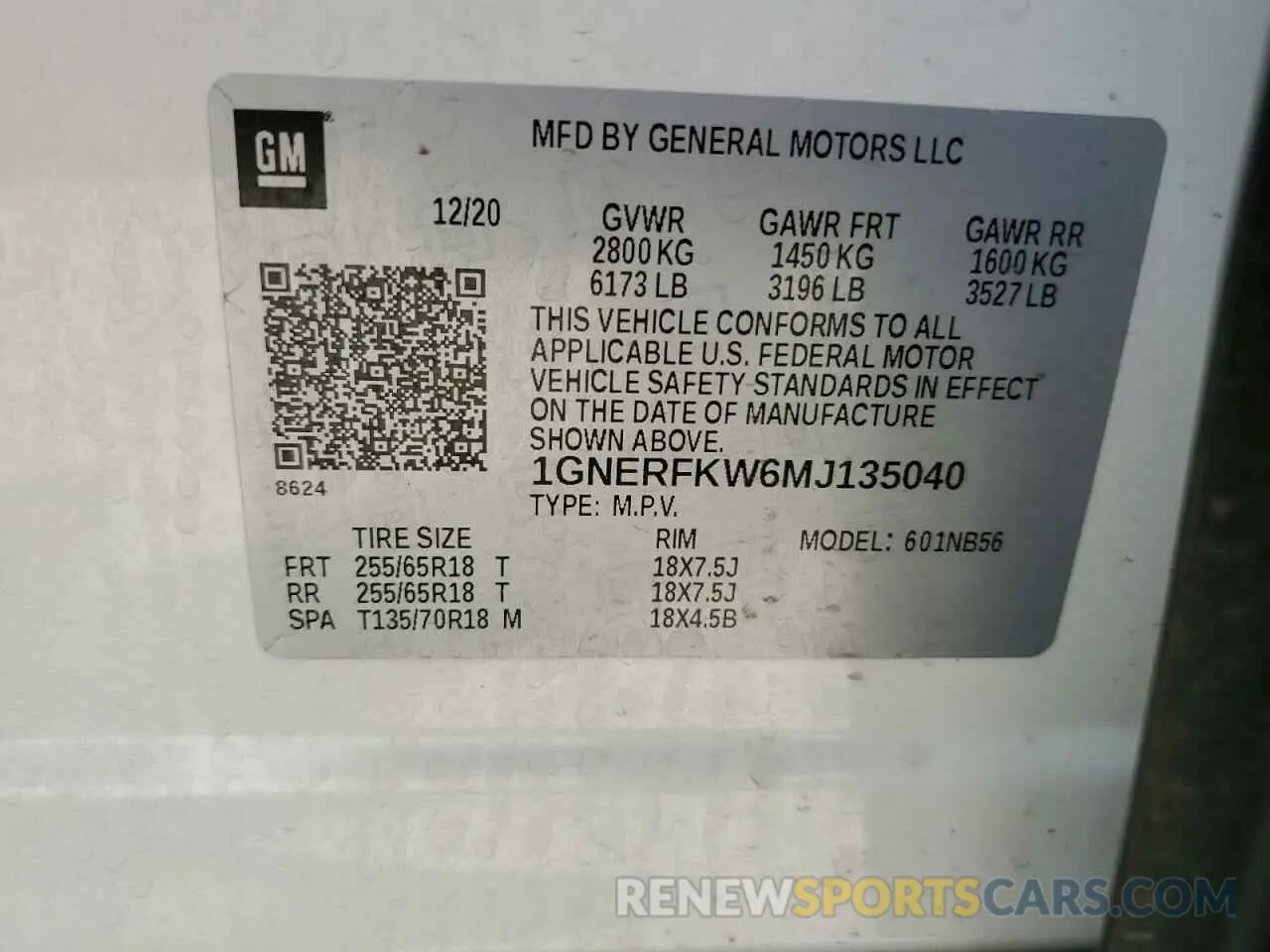 13 Photograph of a damaged car 1GNERFKW6MJ135040 CHEVROLET TRAVERSE 2021