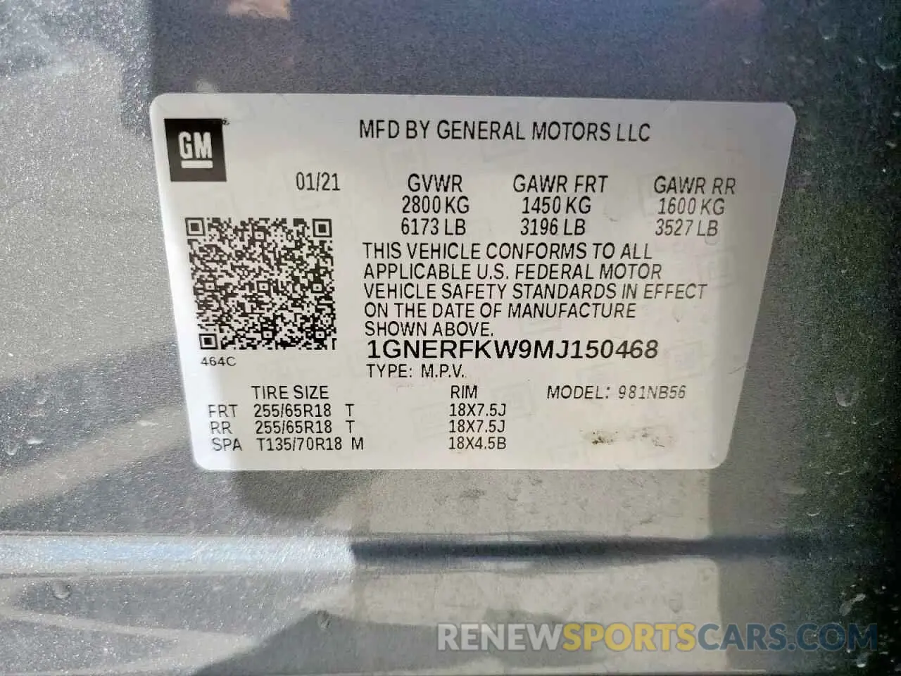 13 Фотография поврежденного автомобиля 1GNERFKW9MJ150468 CHEVROLET TRAVERSE 2021