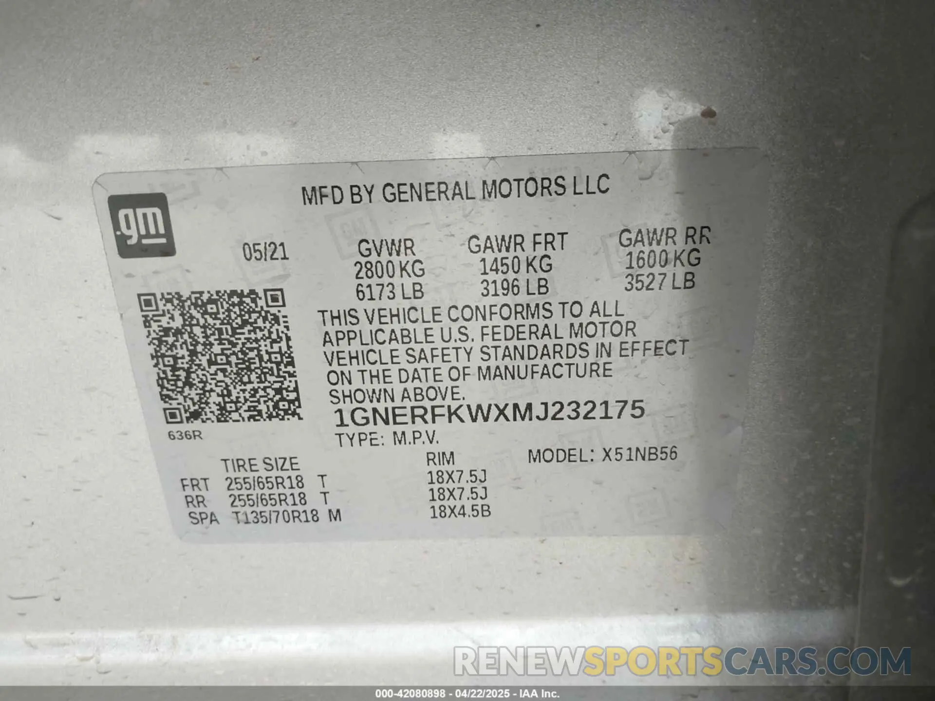 9 Photograph of a damaged car 1GNERFKWXMJ232175 CHEVROLET TRAVERSE 2021