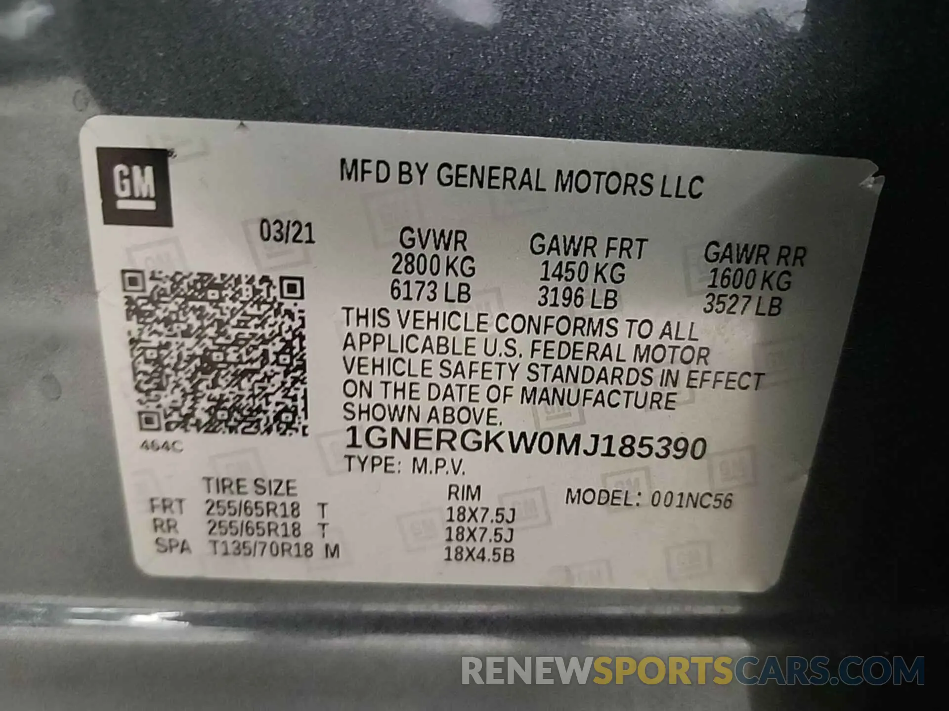 8 Photograph of a damaged car 1GNERGKW0MJ185390 CHEVROLET TRAVERSE 2021