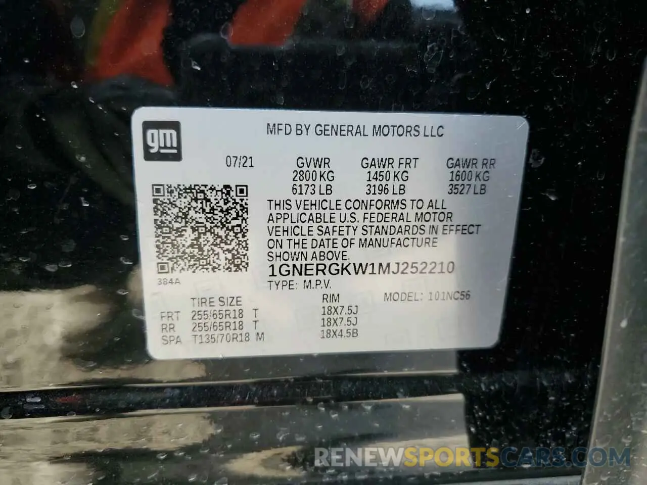 13 Photograph of a damaged car 1GNERGKW1MJ252210 CHEVROLET TRAVERSE 2021