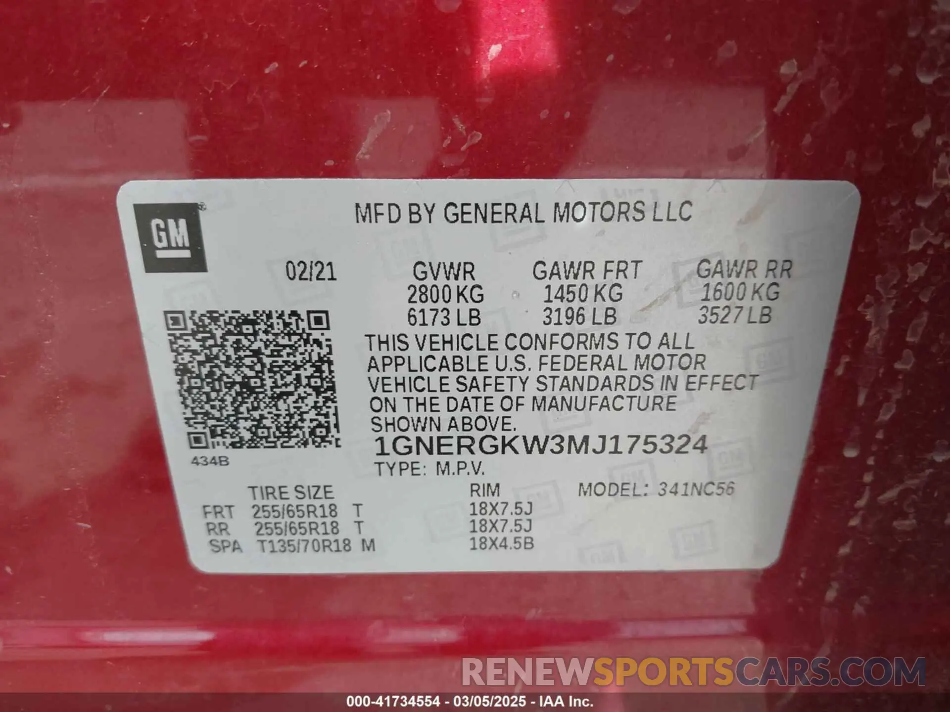 9 Фотография поврежденного автомобиля 1GNERGKW3MJ175324 CHEVROLET TRAVERSE 2021